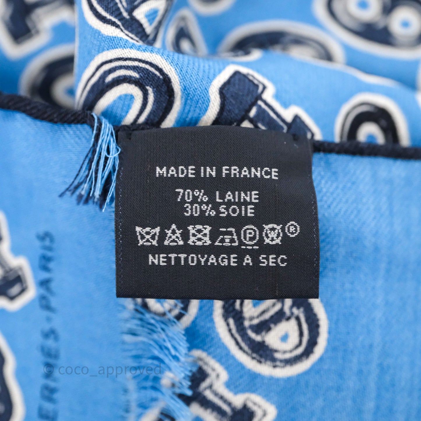 Hermès Wool/Silk Scarf Blue/ Navy