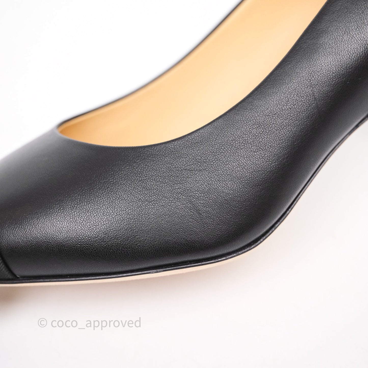 Chanel CC Cap Toe Pumps Heels Black Lambskin Size 38