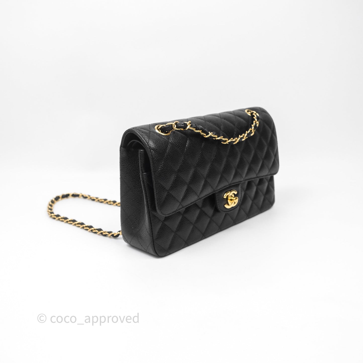 Chanel Classic Medium Flap Quilted Black Caviar Gold Hardware
