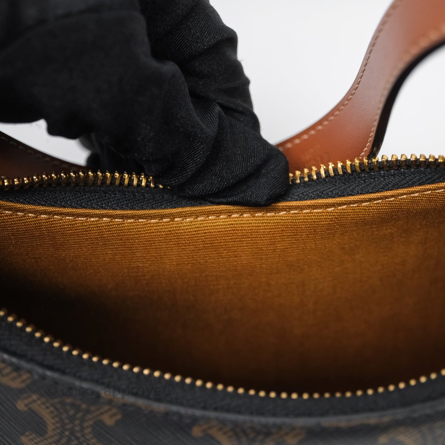 Celine Ava Bag In Triomphe Canvas Calfskin Tan