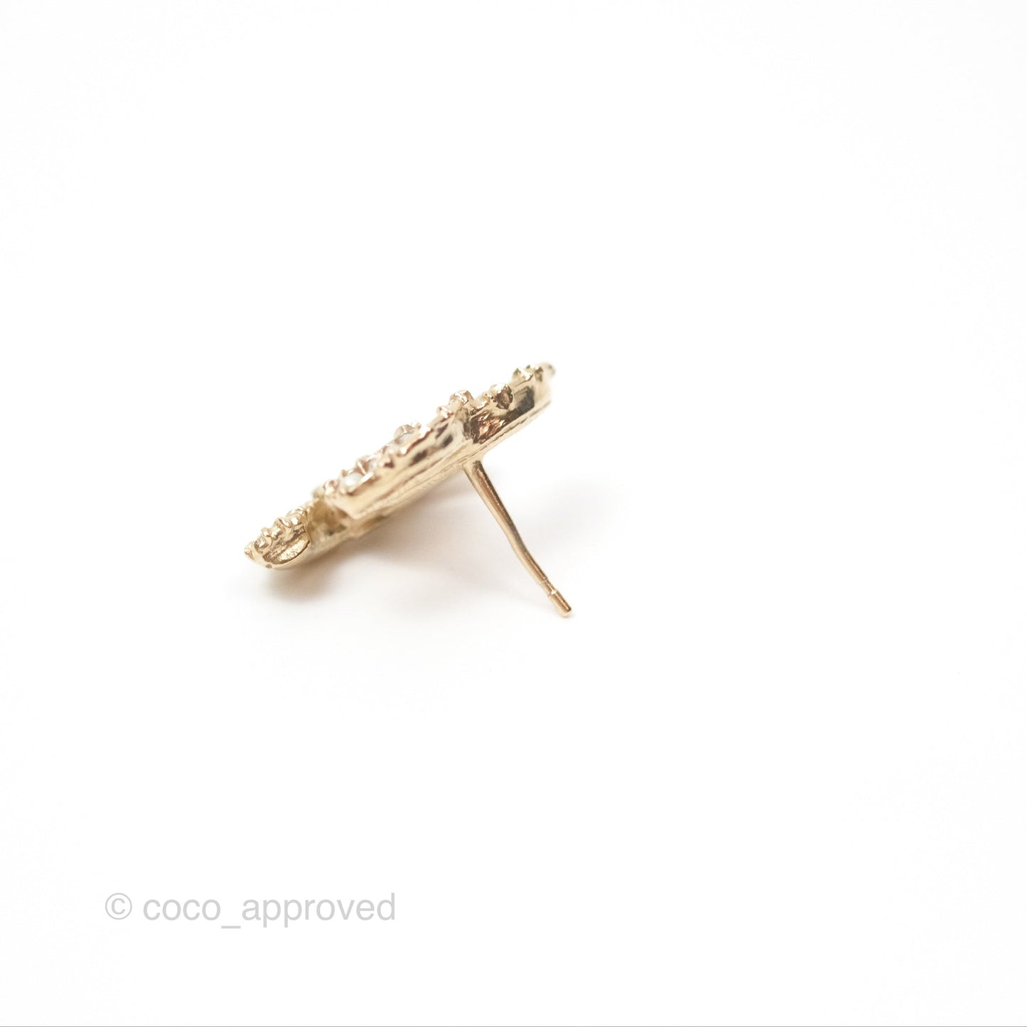 Chanel Pearl CC Earrings Gold Tone 20C