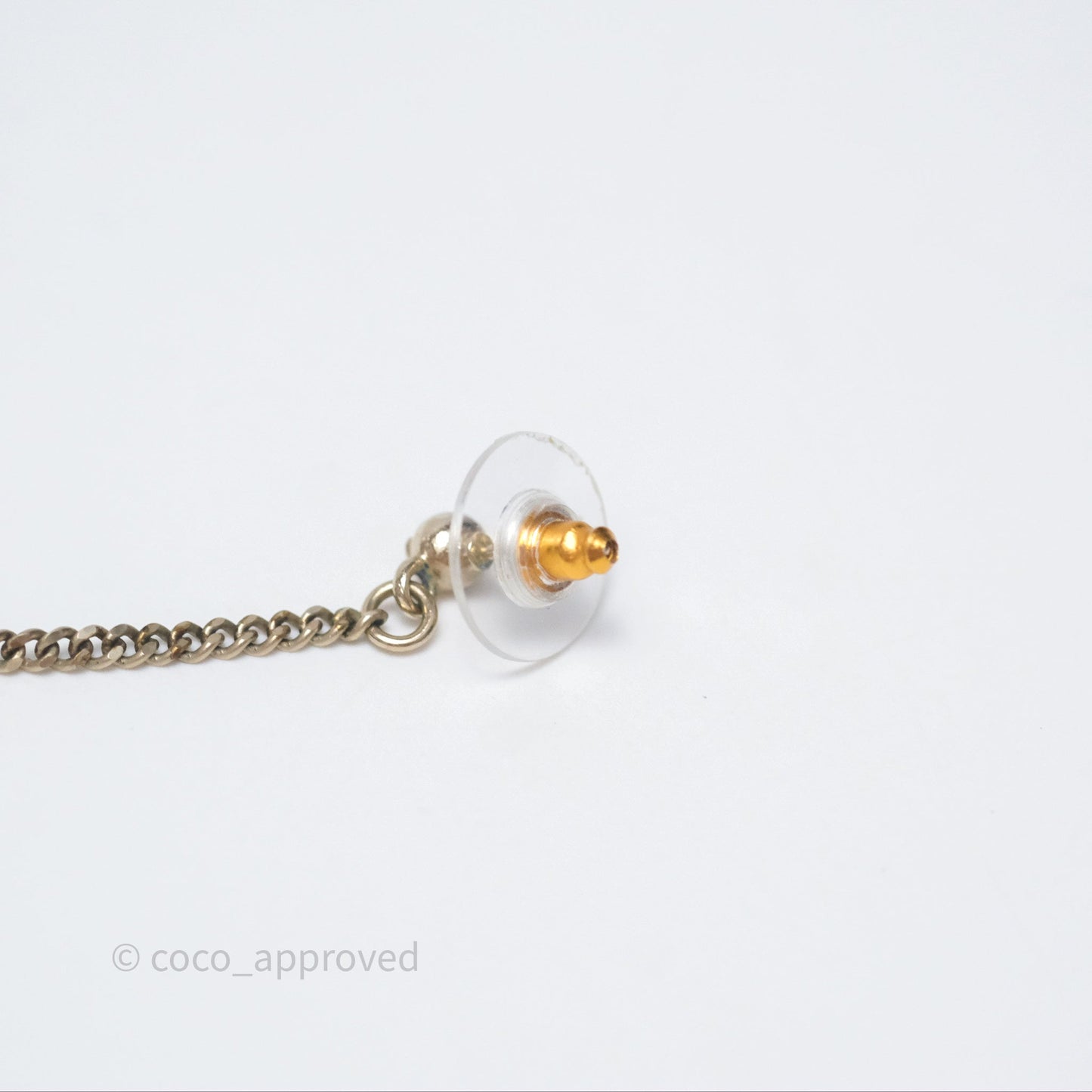 Chanel Crystal CC Long Drop Earrings Gold Tone 19A
