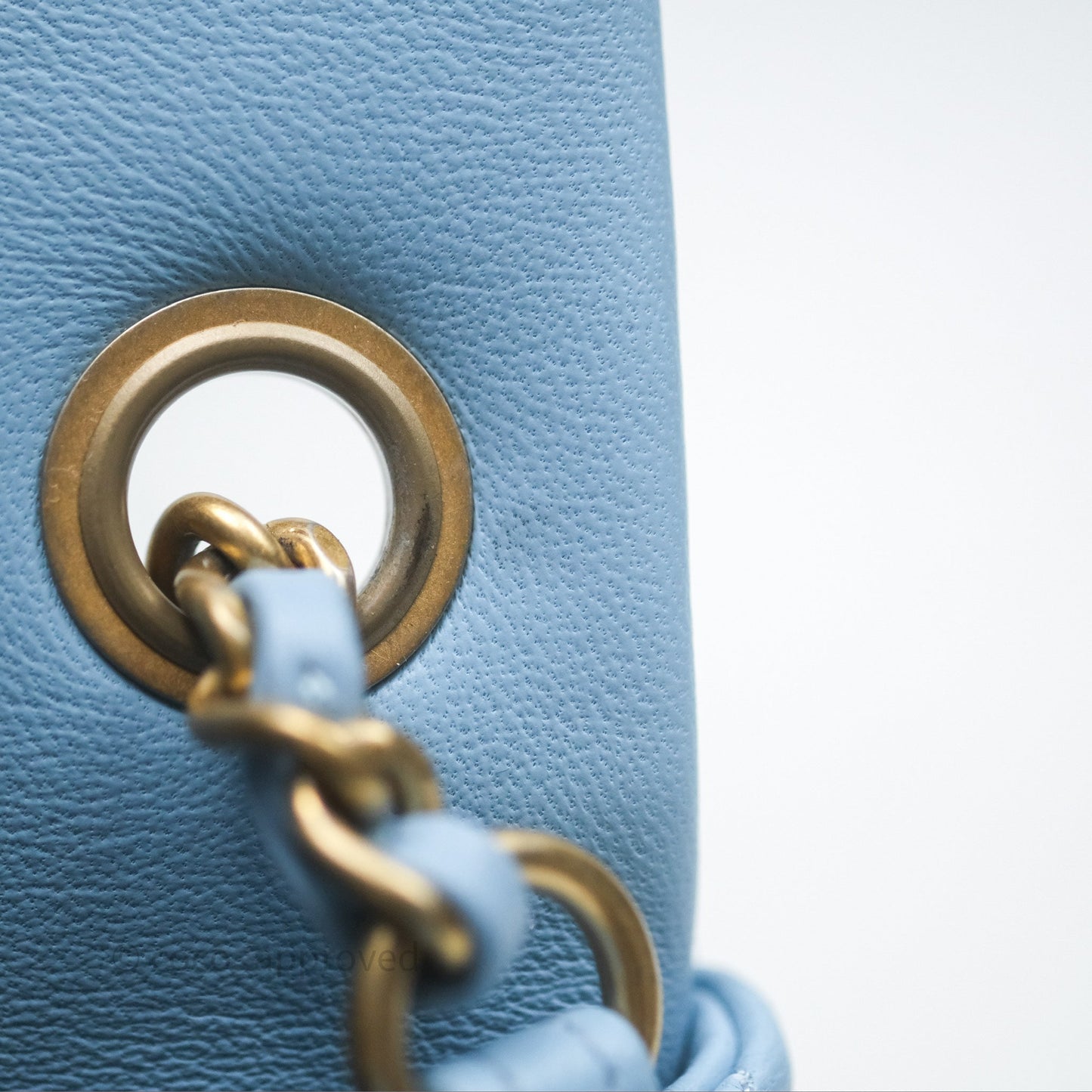 Chanel Mini Rectangular Pearl Crush Quilted Blue Lambskin Aged Gold Hardware