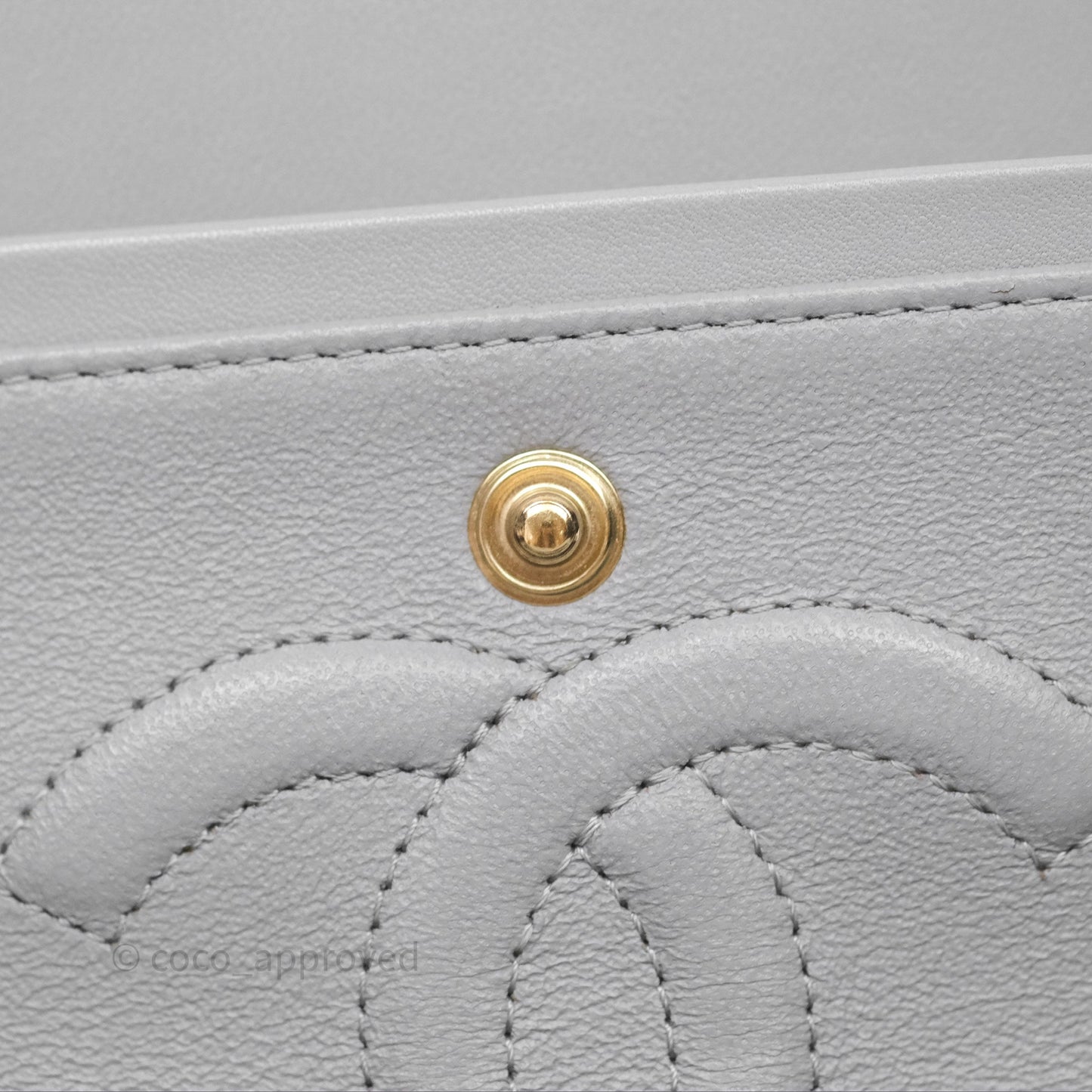 Chanel Classic M/L Medium Flap Chevron Grey Lambskin Gold Hardware