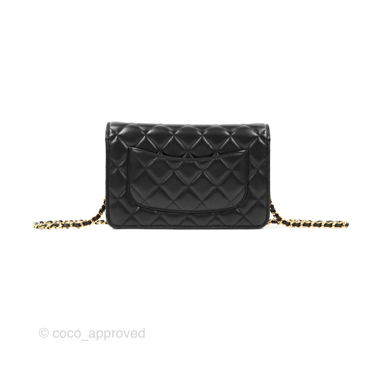Chanel Classic Quilted Wallet on Chain WOC Black Lambskin Gold Hardware