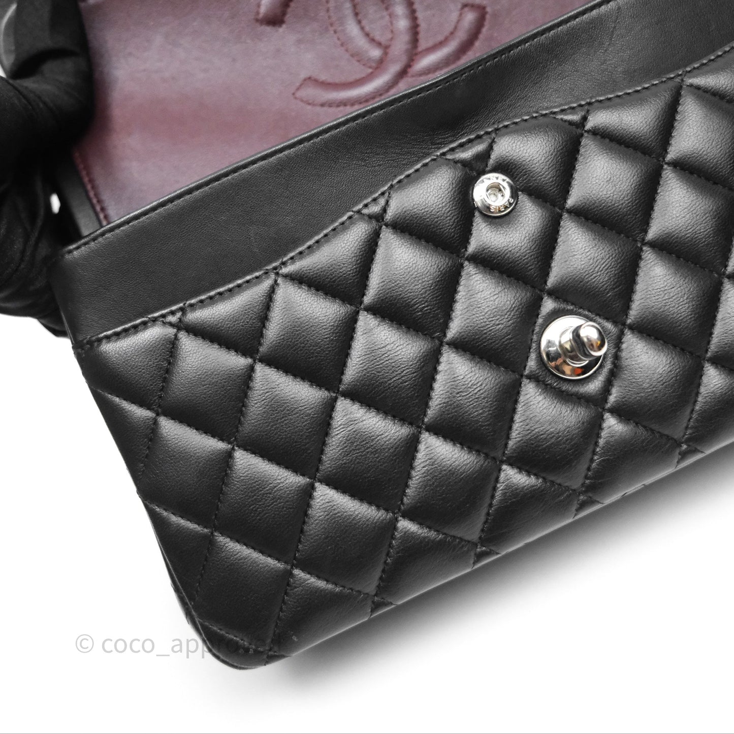 Chanel Classic M/L Medium Flap Quilted Black Lambskin Silver Hardware