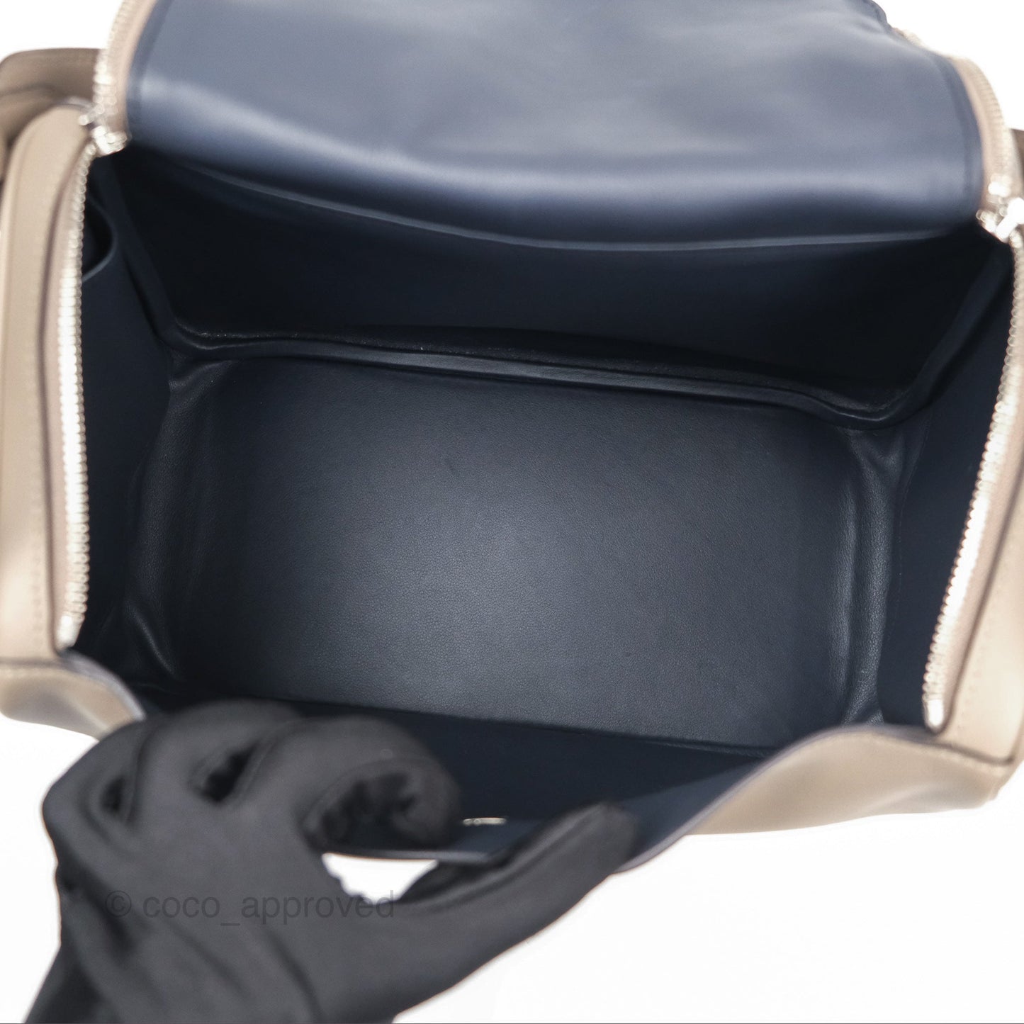 Hermès Lindy 30 Gris Asphalte M8/ Blue Indigo 76 Swift Palladium Hardware