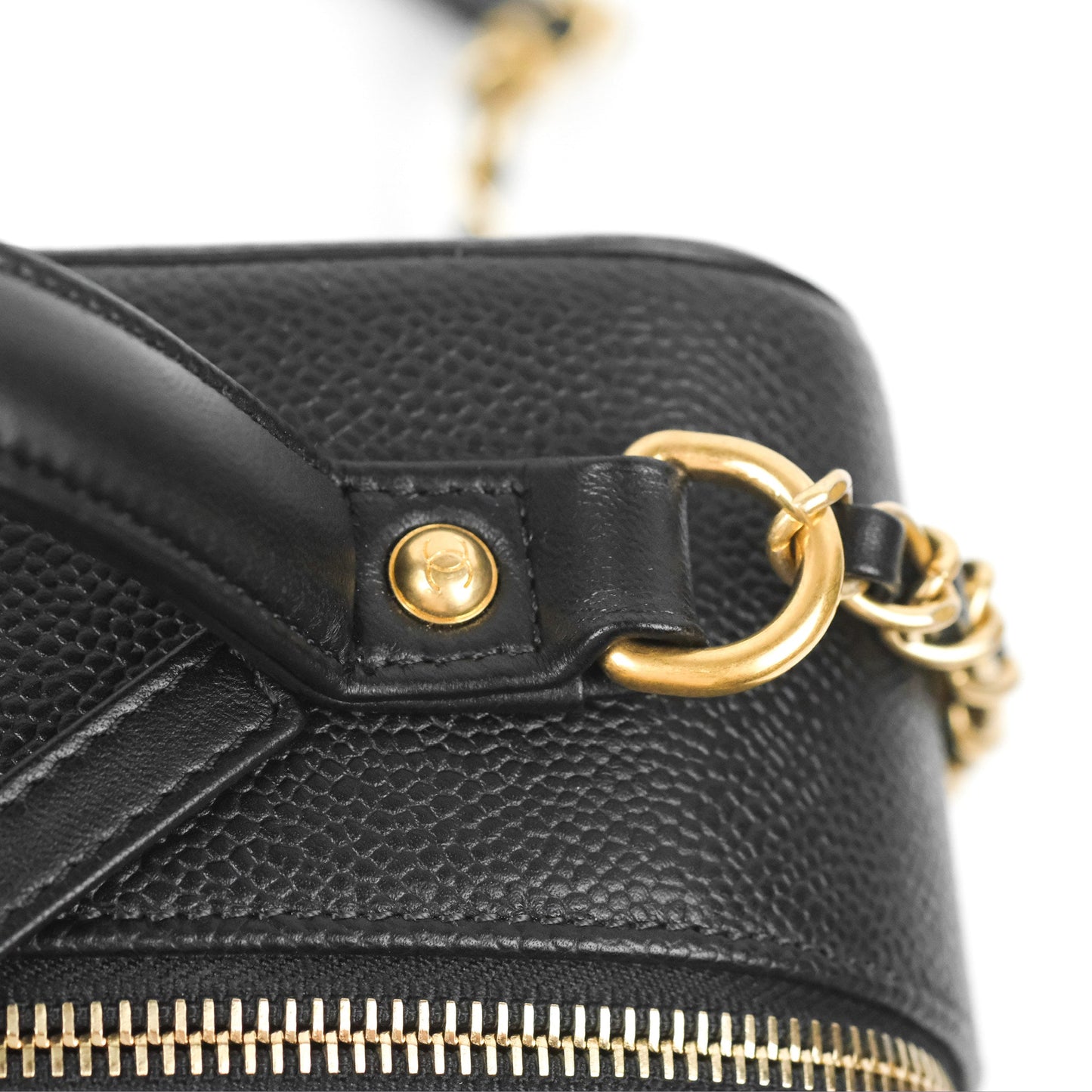 Chanel Quilted Large CC Filigree Vanity Case Black Caviar Gold Hardware