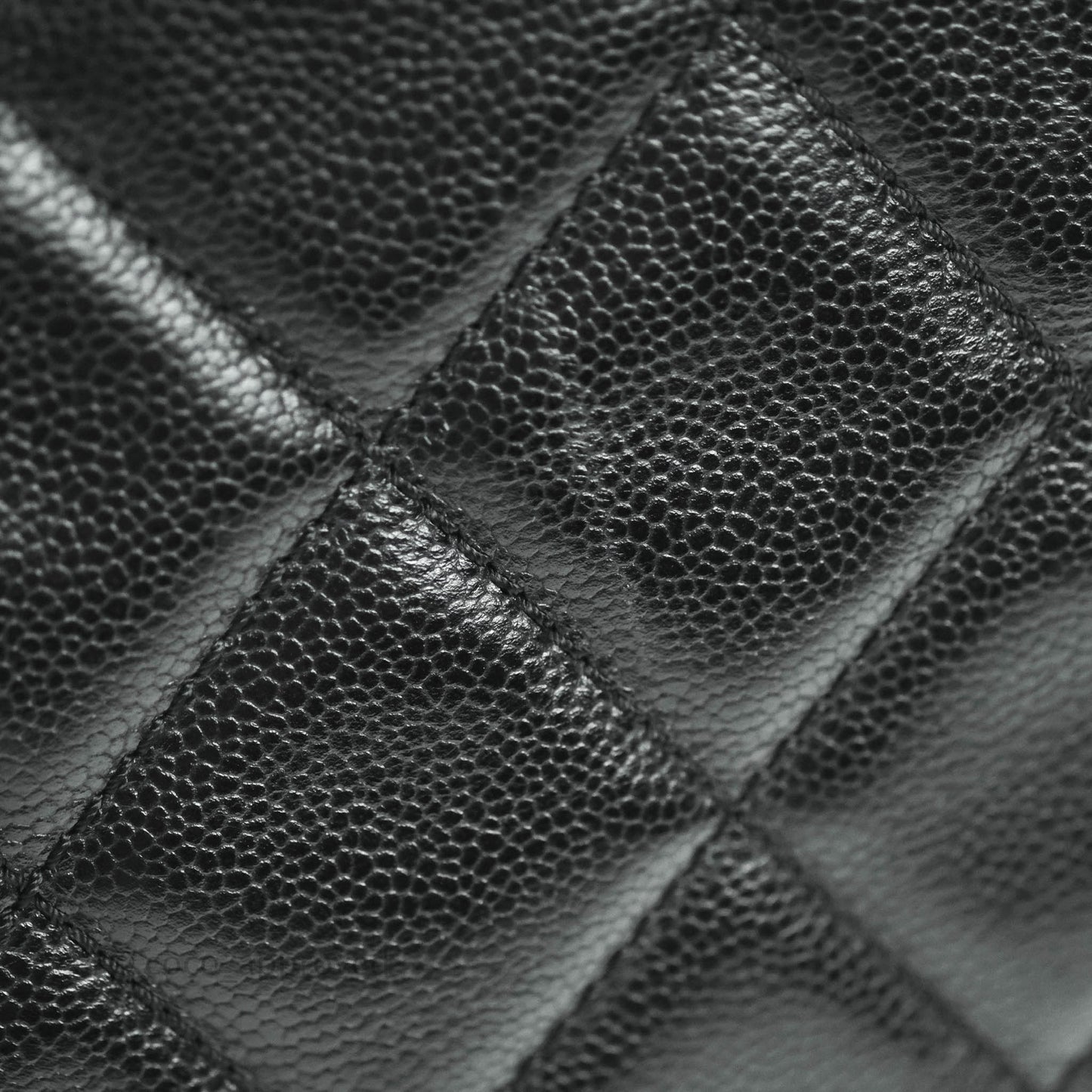 Chanel Quilted Black Caviar Tote Silver Hardware
