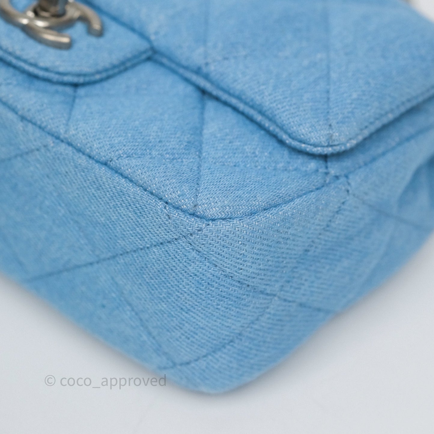 Chanel Heart Crush Mini Flap Bag Blue Denim Aged Silver Hardware