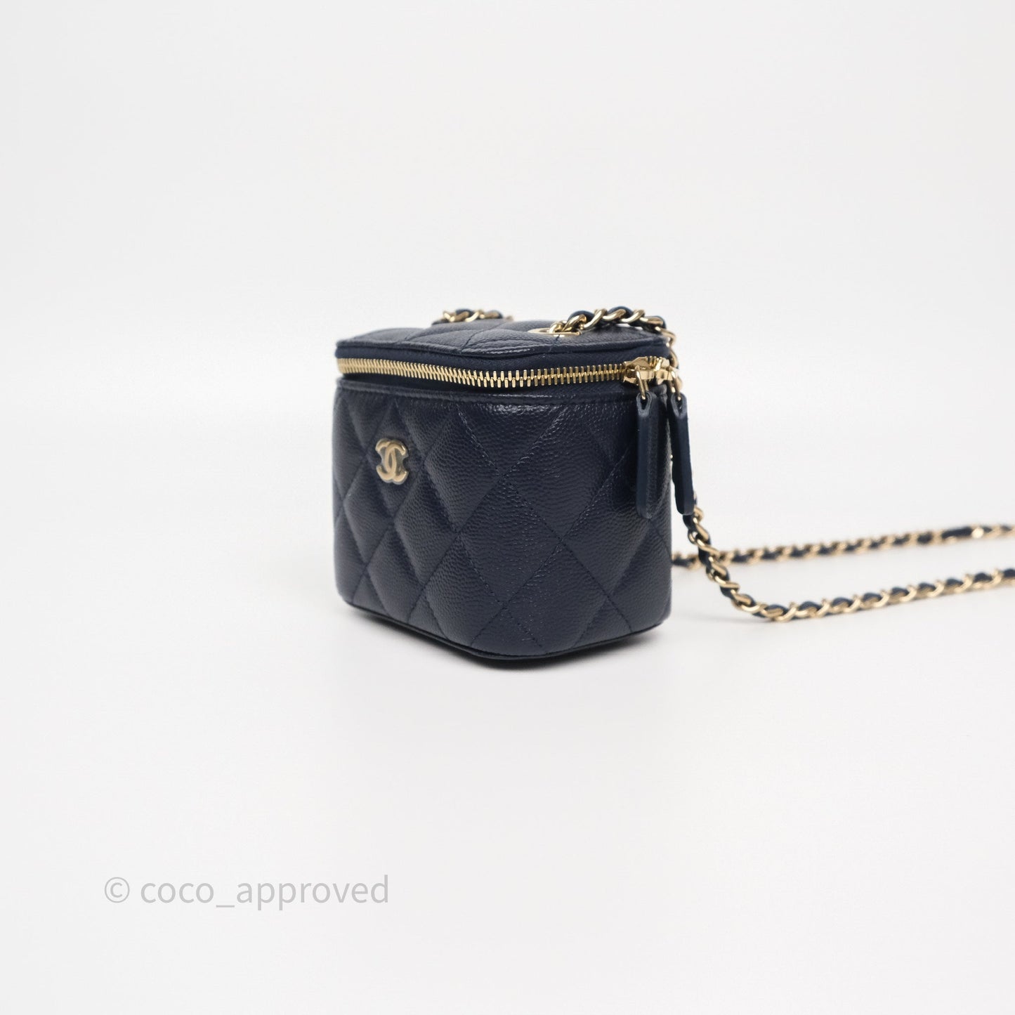 Chanel Mini Vanity With Chain Navy Caviar Gold Hardware
