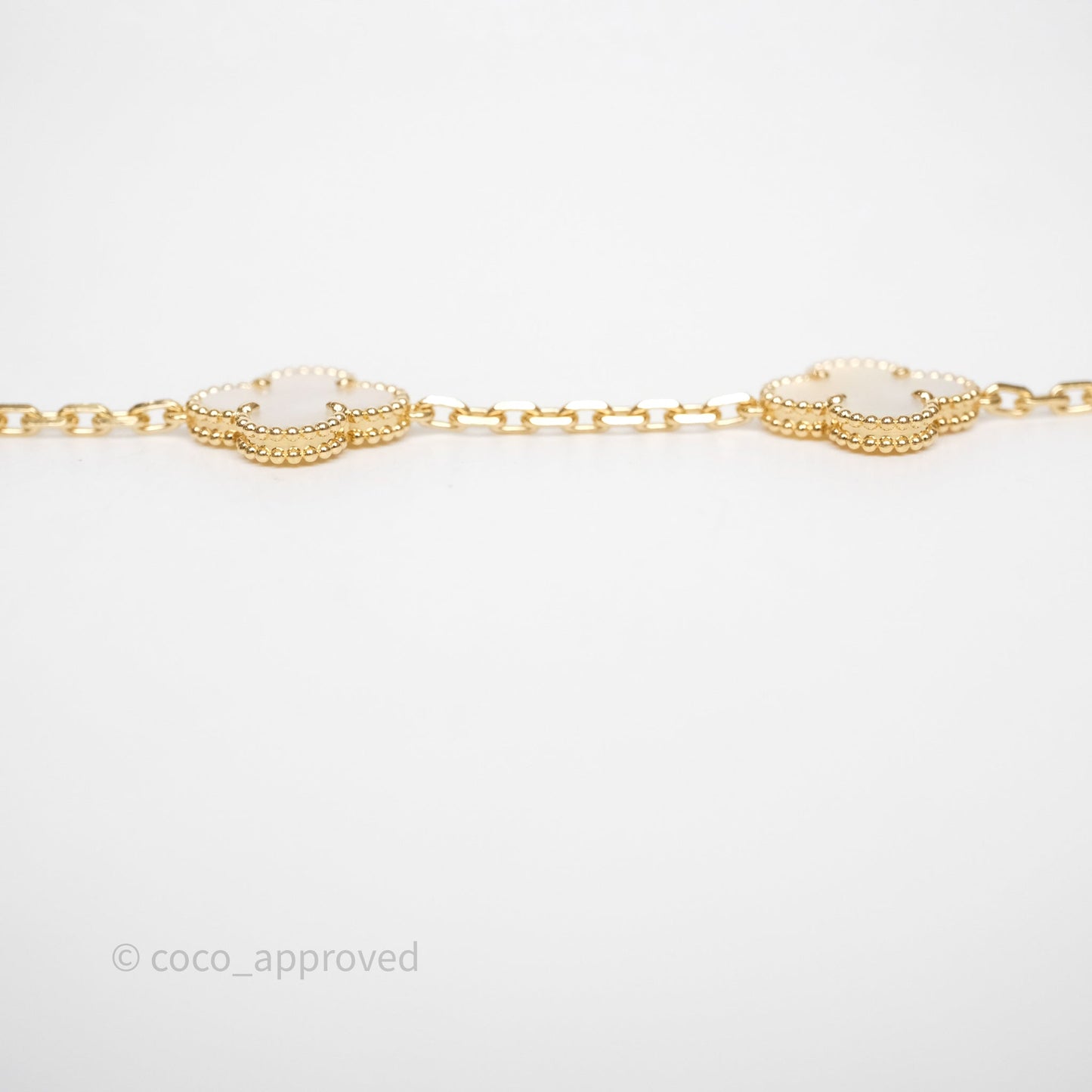Van Cleef & Arpels Vintage Alhambra 5 Motifs White Yellow Gold Bracelet