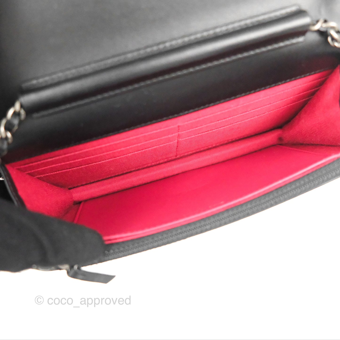 Chanel Chevron Wallet on Chain WOC Black Calfskin Gold Hardware