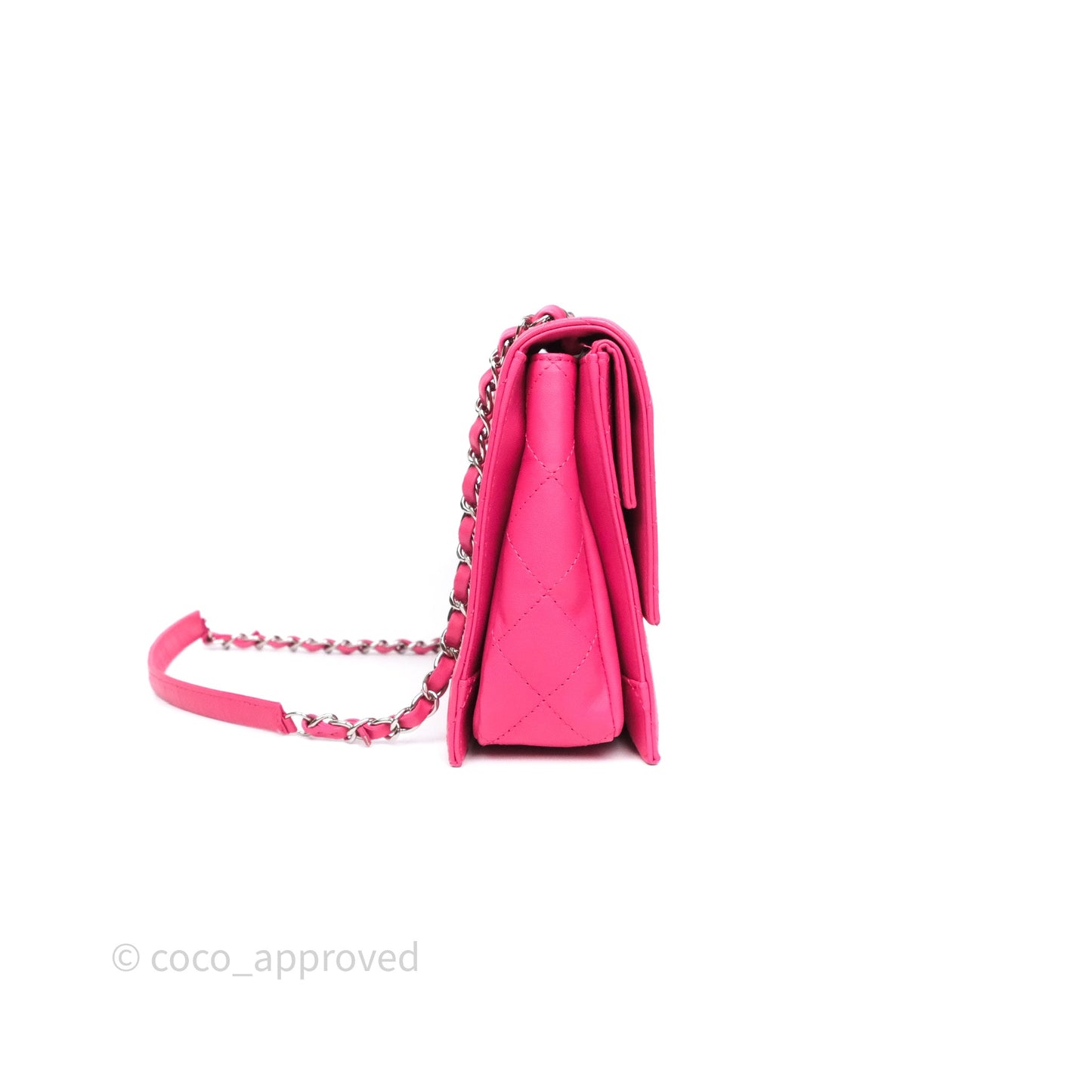 Chanel Stitched Double Flap Bag Pink Calfskin Silver Hardware