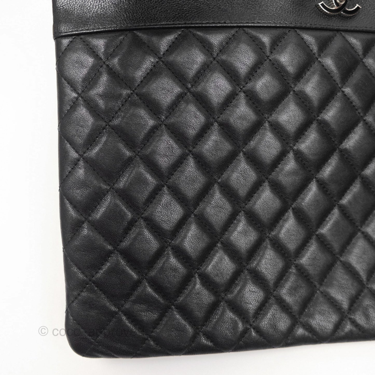 Chanel Mademoiselle Quilted Large O Case Clutch Black Lambskin