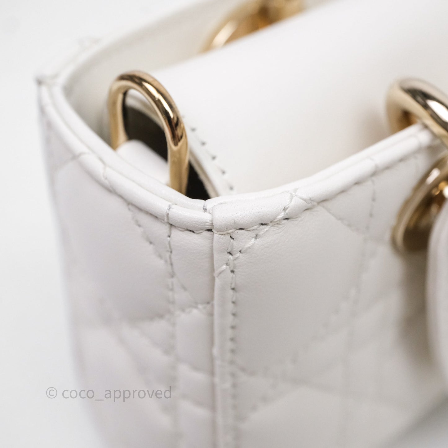Christian Dior Mini Lady D-Joy White Light Gold Hardware