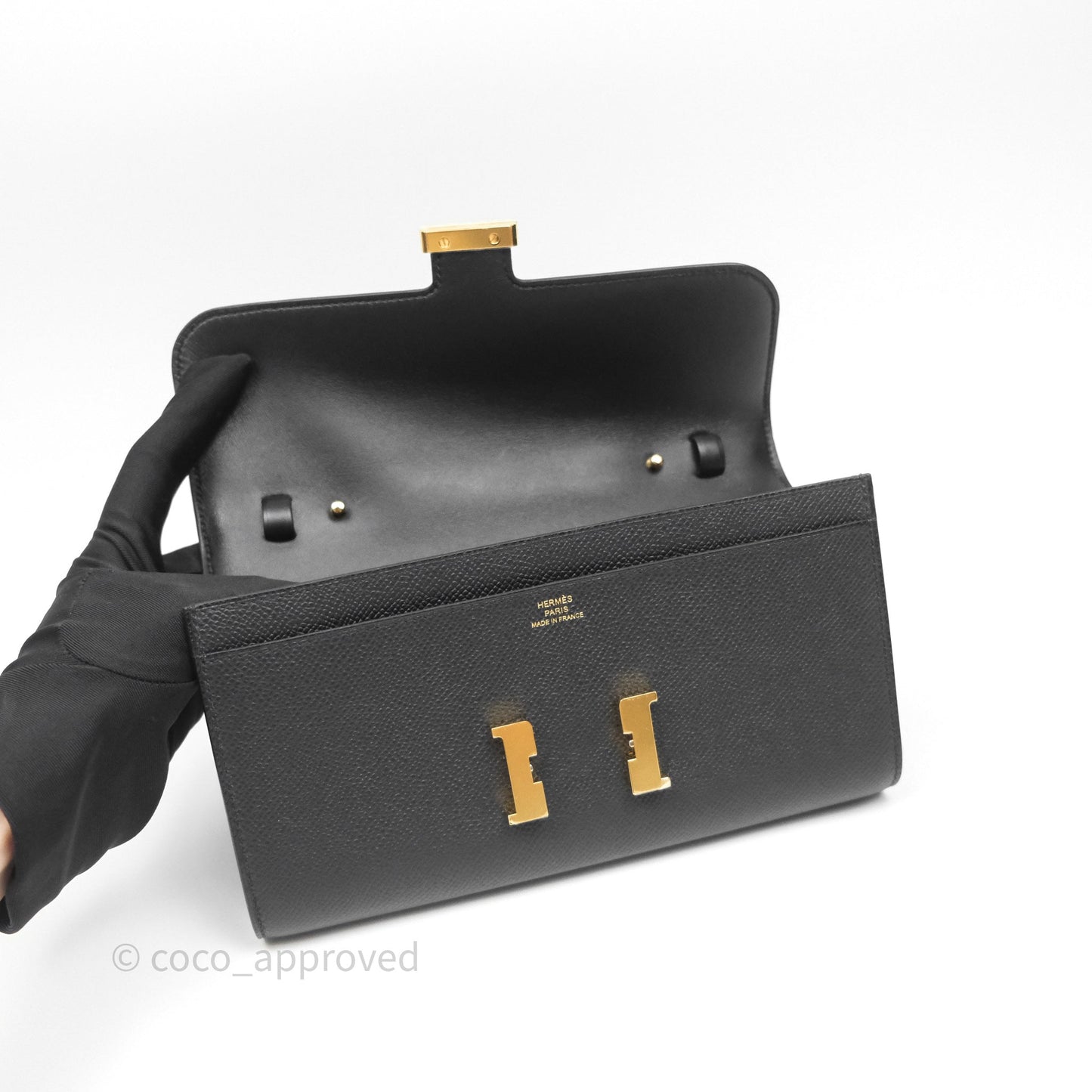 Hermès Constance Long To Go Wallet Black Noir 89 Epsom Gold Hardware