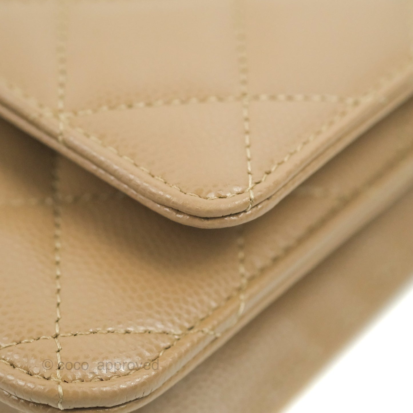 Chanel Quilted Classic Wallet on Chain WOC Dark Beige Caviar Gold Hardware