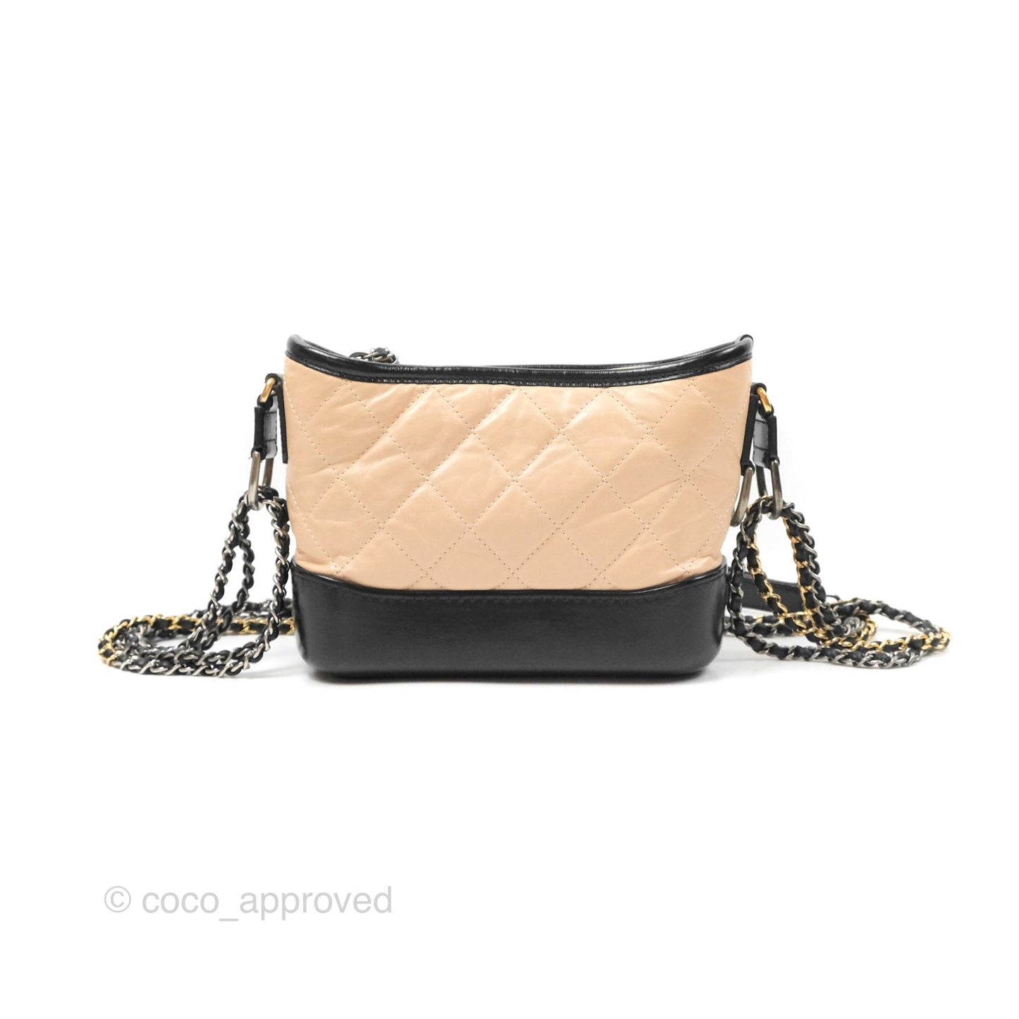 Chanel Small Gabrielle Hobo Quilted Beige Back Aged Calfskin