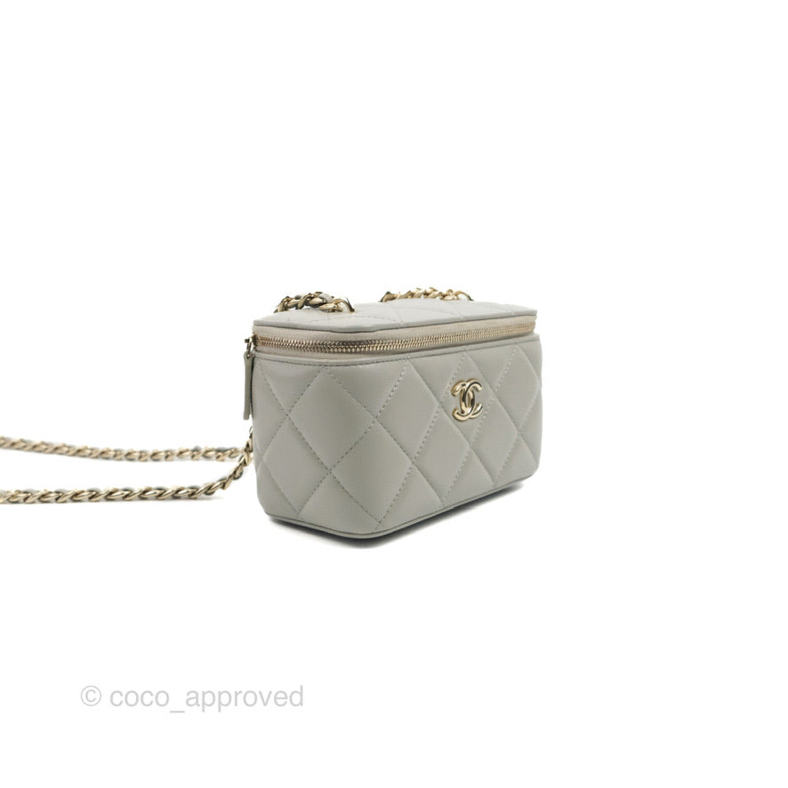 Chanel Vanity with Resin Chain Grey Lambskin Gold Hardware