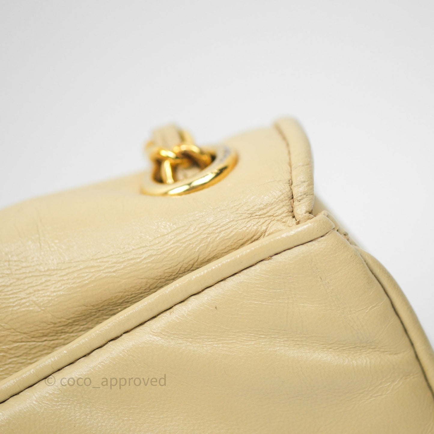 Chanel Vintage CC Flap Bag Beige Lambskin Gold Hardware