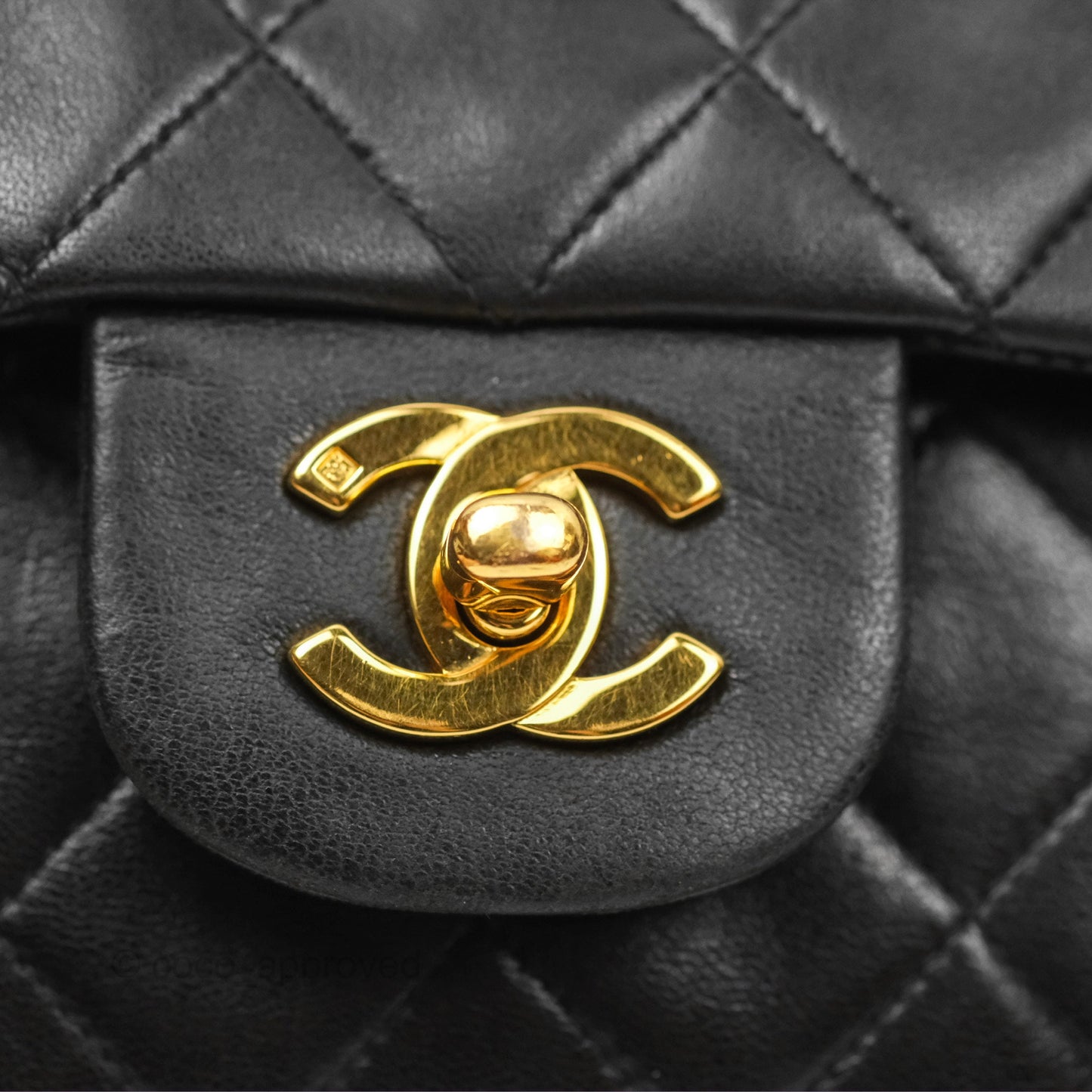 Chanel Vintage Classic Medium Flap Black Lambskin 24K Gold Hardware