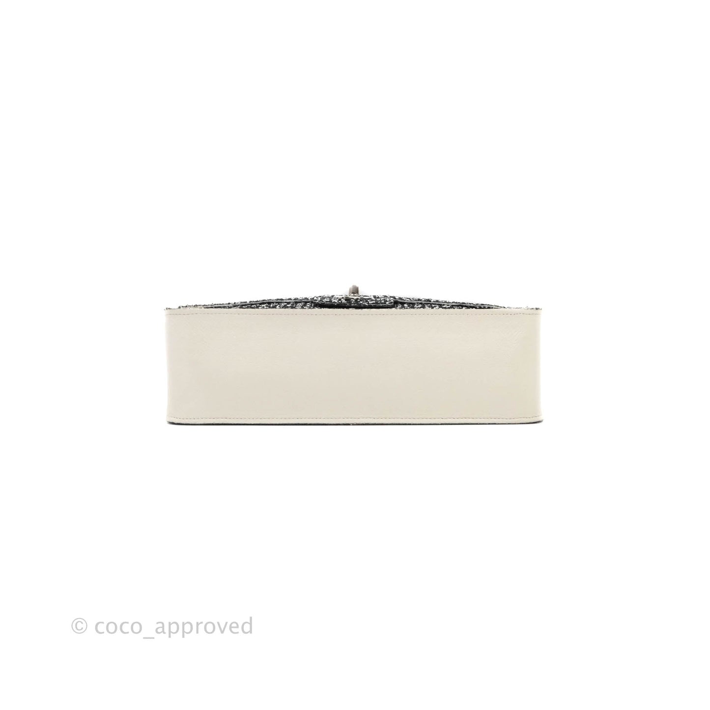 Chanel Classic Single Flap Bag Black/White Tweed Silver Hardware