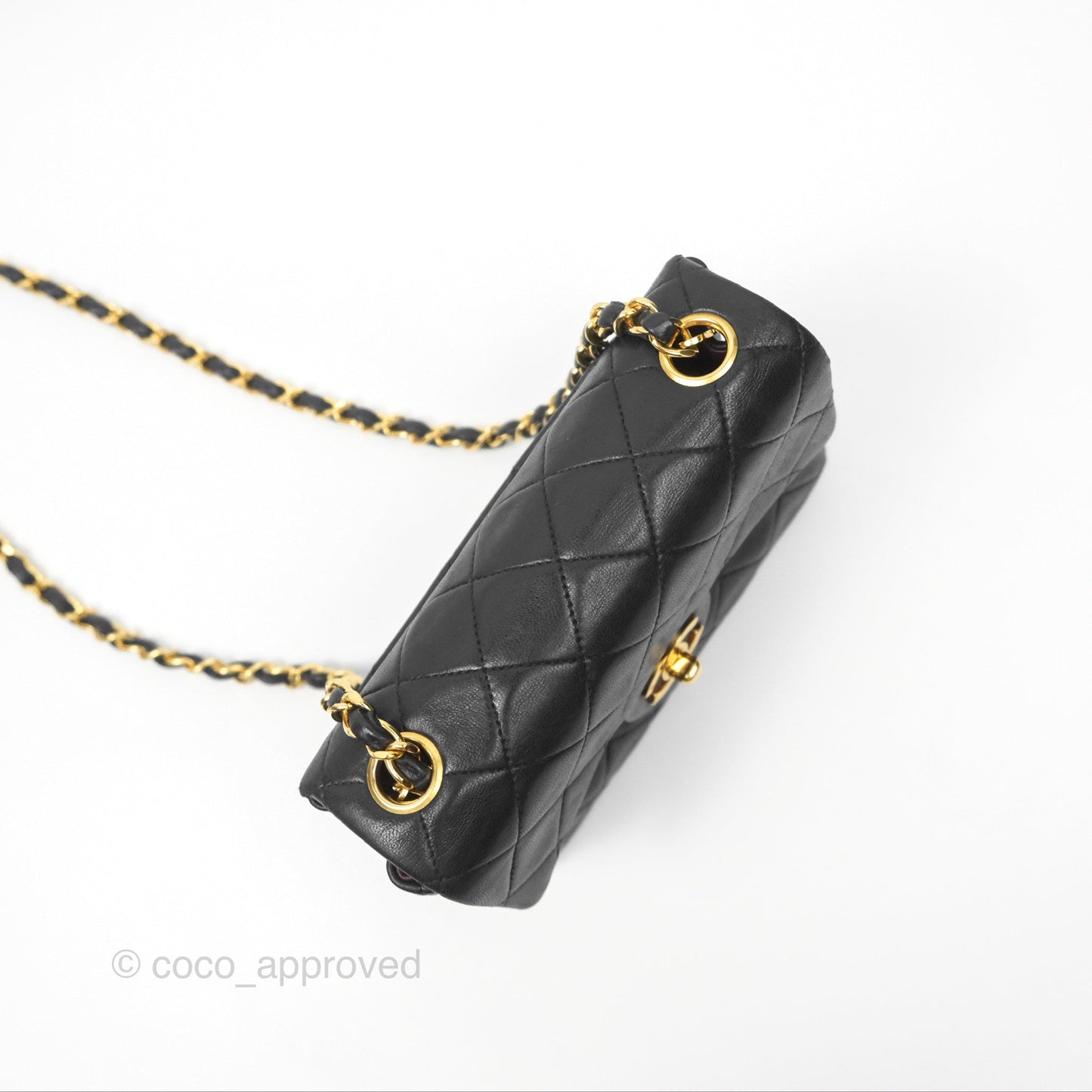 Chanel Vintage Mini Square Black Lambskin 24K Gold Hardware