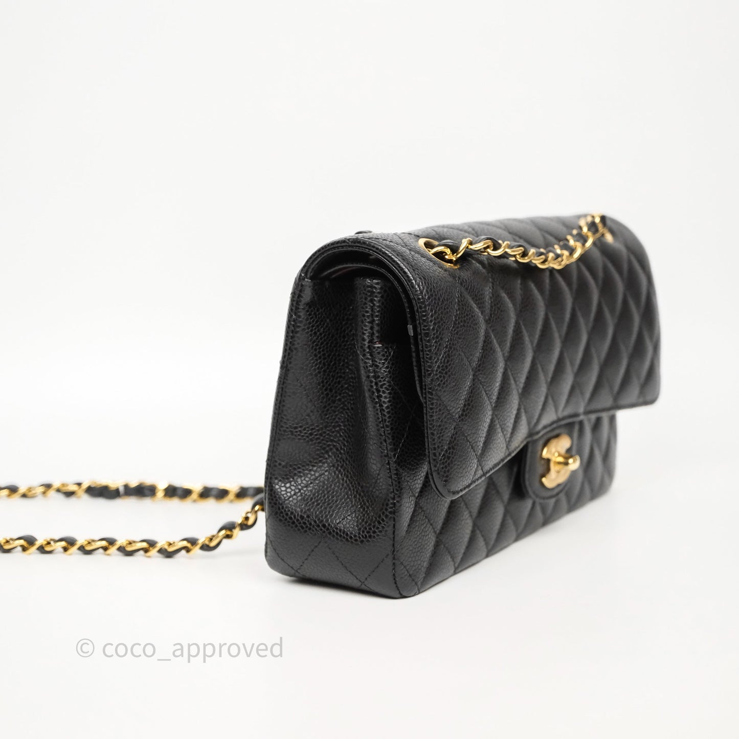 Chanel Classic M/L Medium Flap Quilted Black Caviar Gold Hardware