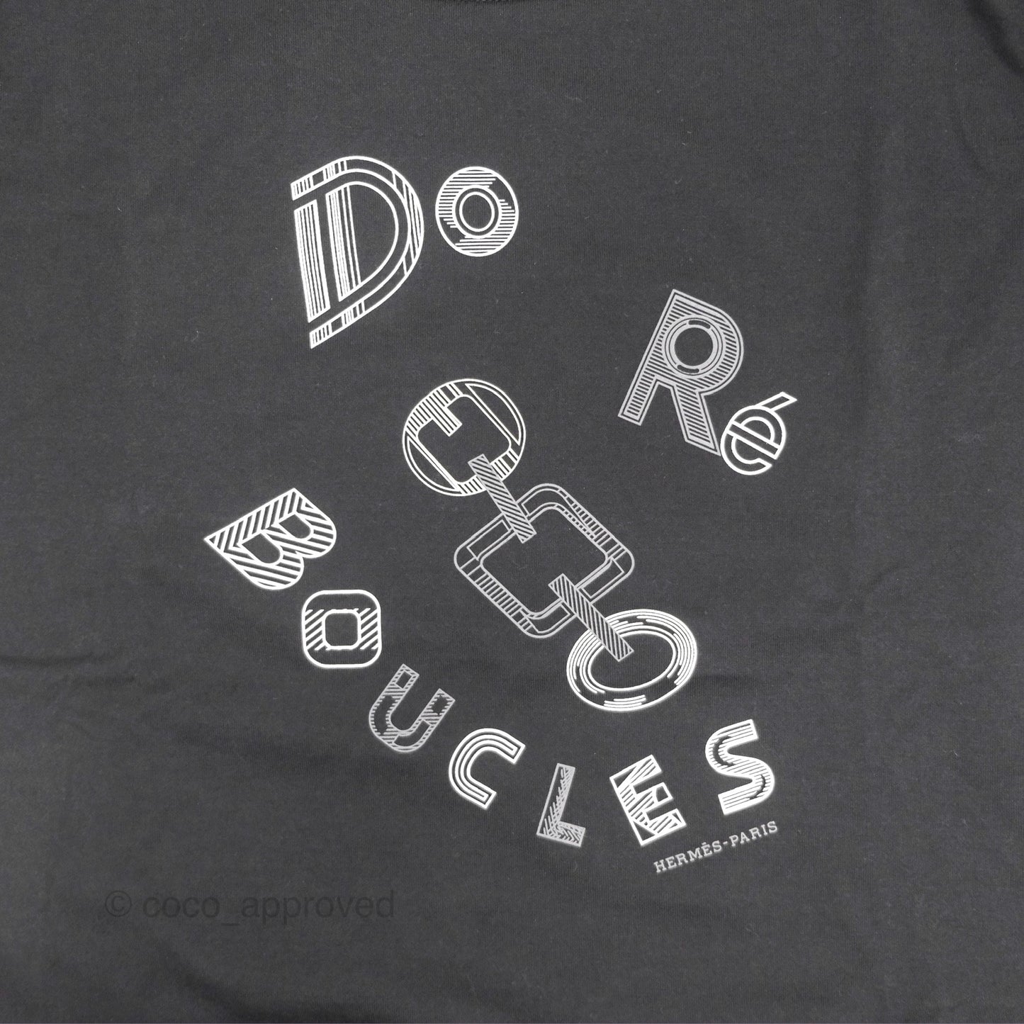 Hermes "Do Re Boucles" Micro T-shirt Cotton Black Size 36