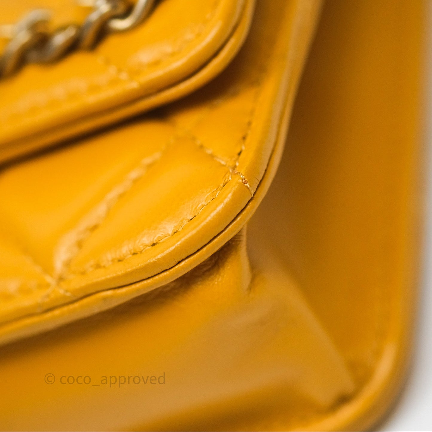 Chanel Quilted Classic Chain Around WOC Yellow Lambskin Aged Gold Hardware
