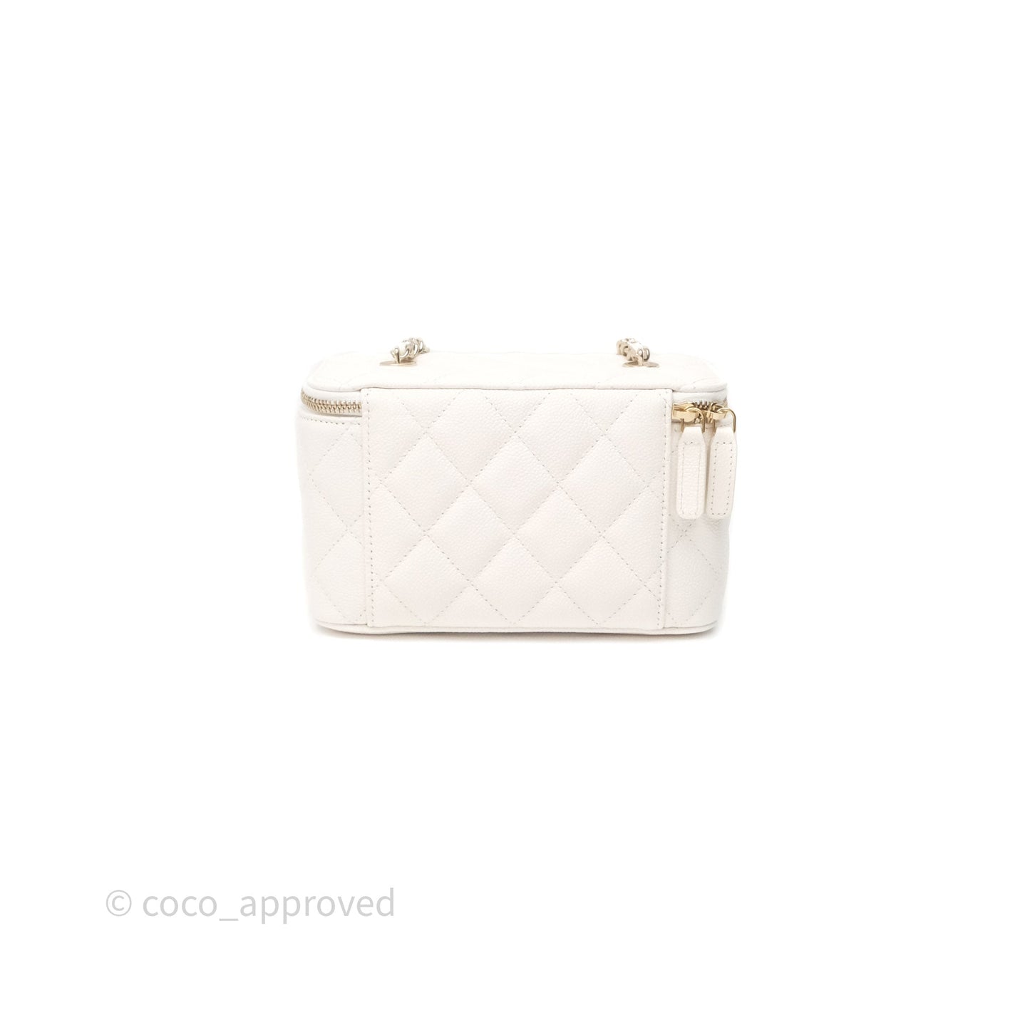 Chanel Classic Vanity Rectangular with Chain White Caviar Gold Hardware