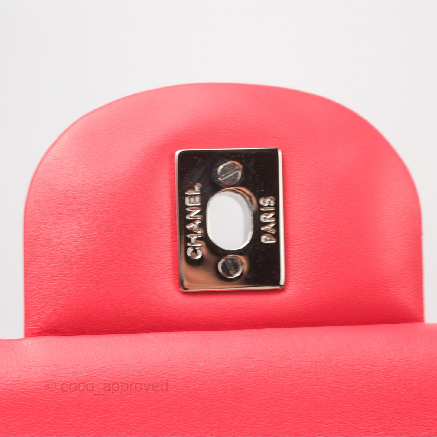 Chanel Jumbo Double Flap Coral Pink Patent Silver Hardware⁣⁣