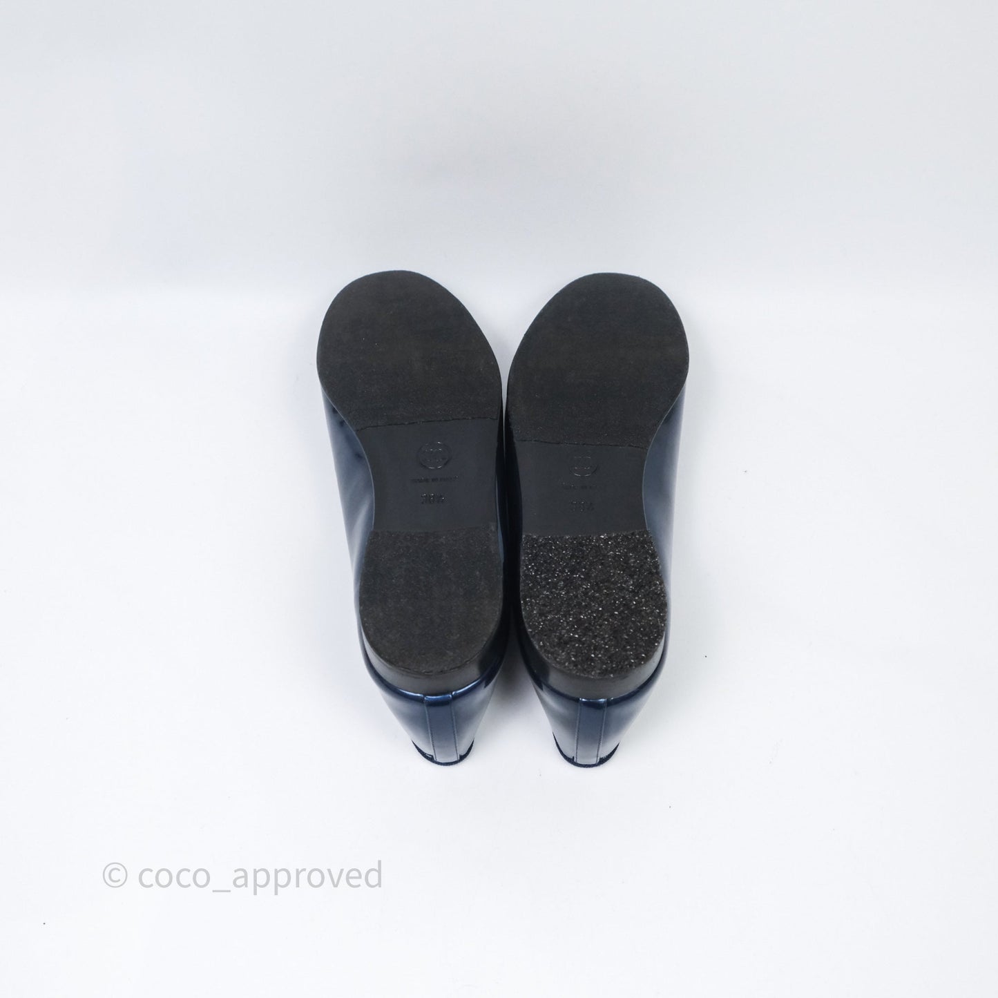 Chanel Ballerina Patent Leather Flats Navy/ Black Size 38.5