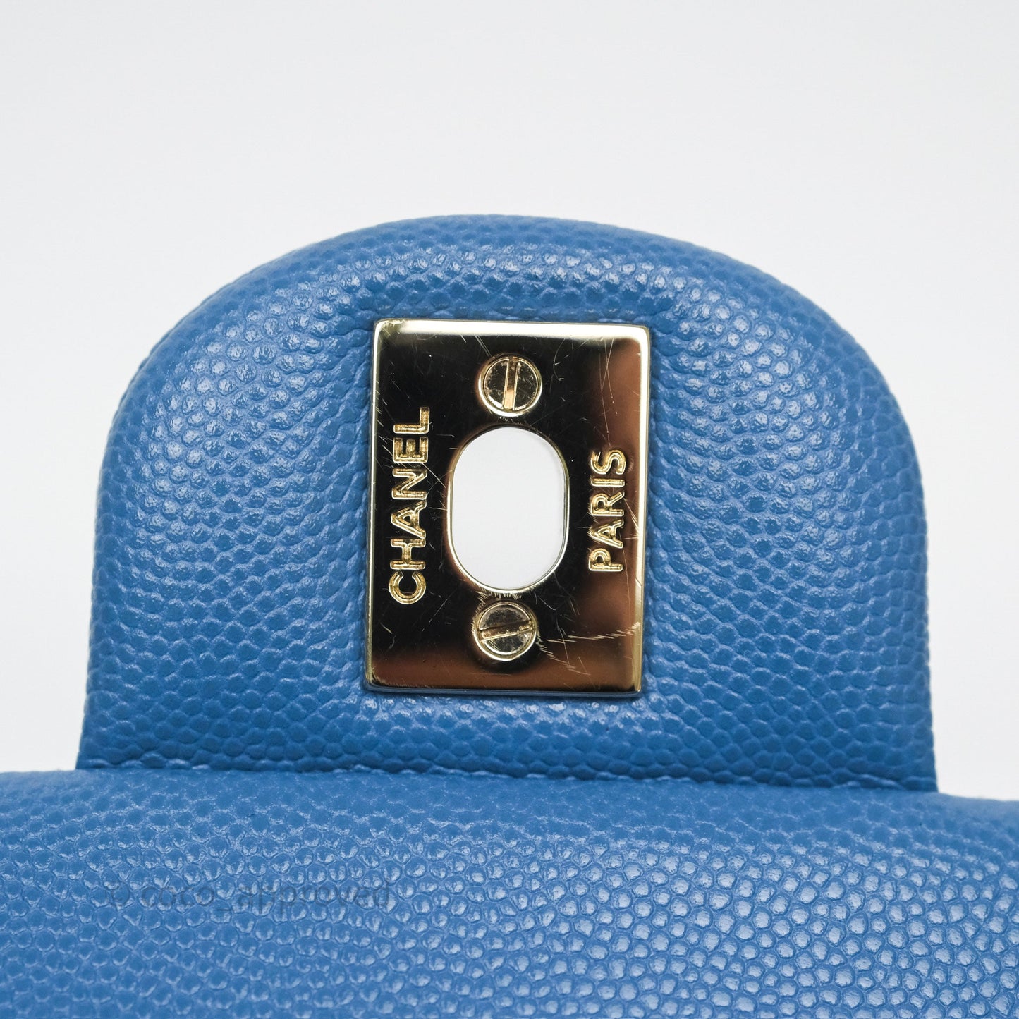 Chanel Small Classic Quilted Flap Blue Caviar Gold Hardware