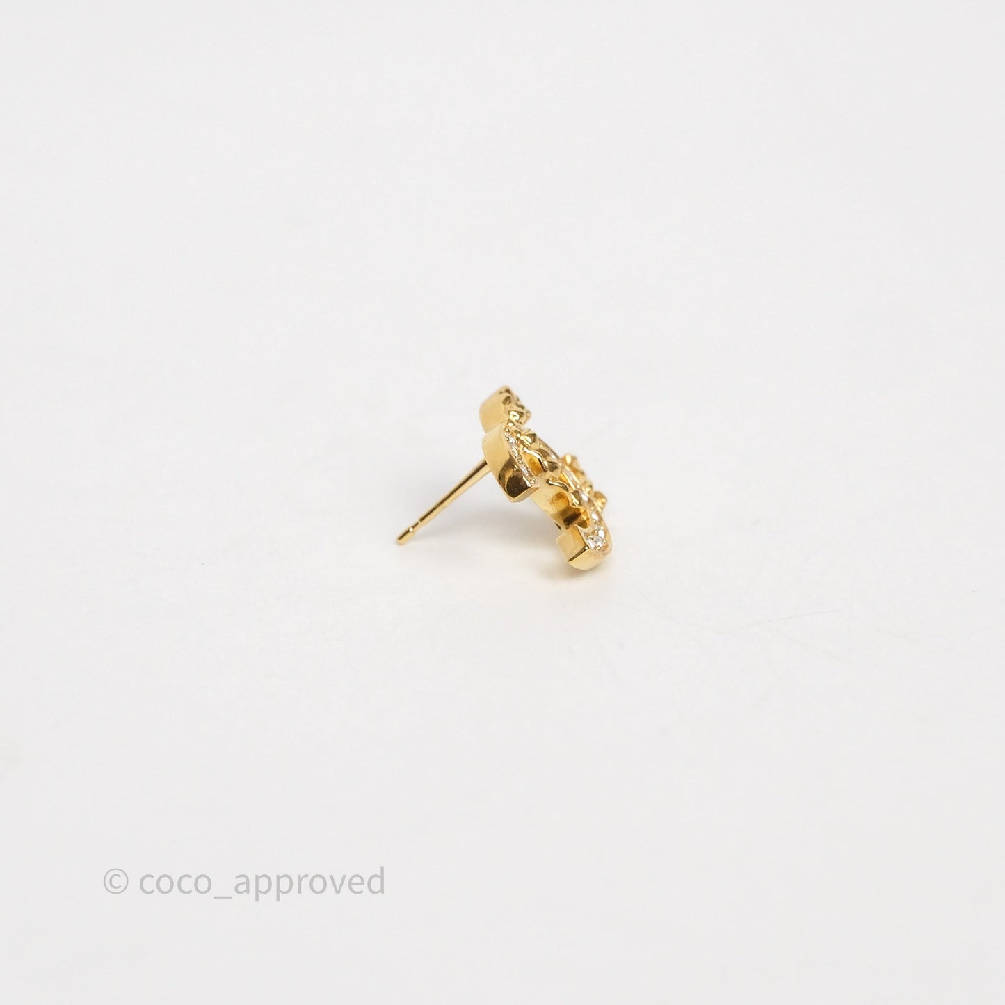 Chanel Crystal CC Earrings Gold Tone 26C