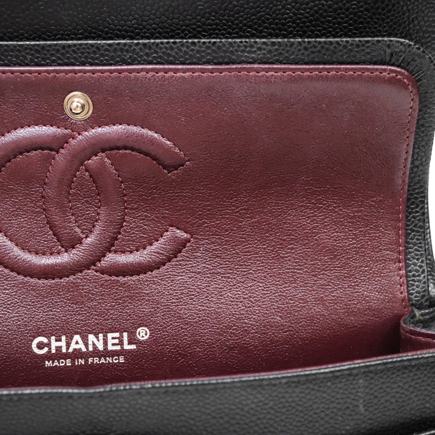 Chanel Classic M/L Medium Flap Quilted Black Caviar Silver Hardware