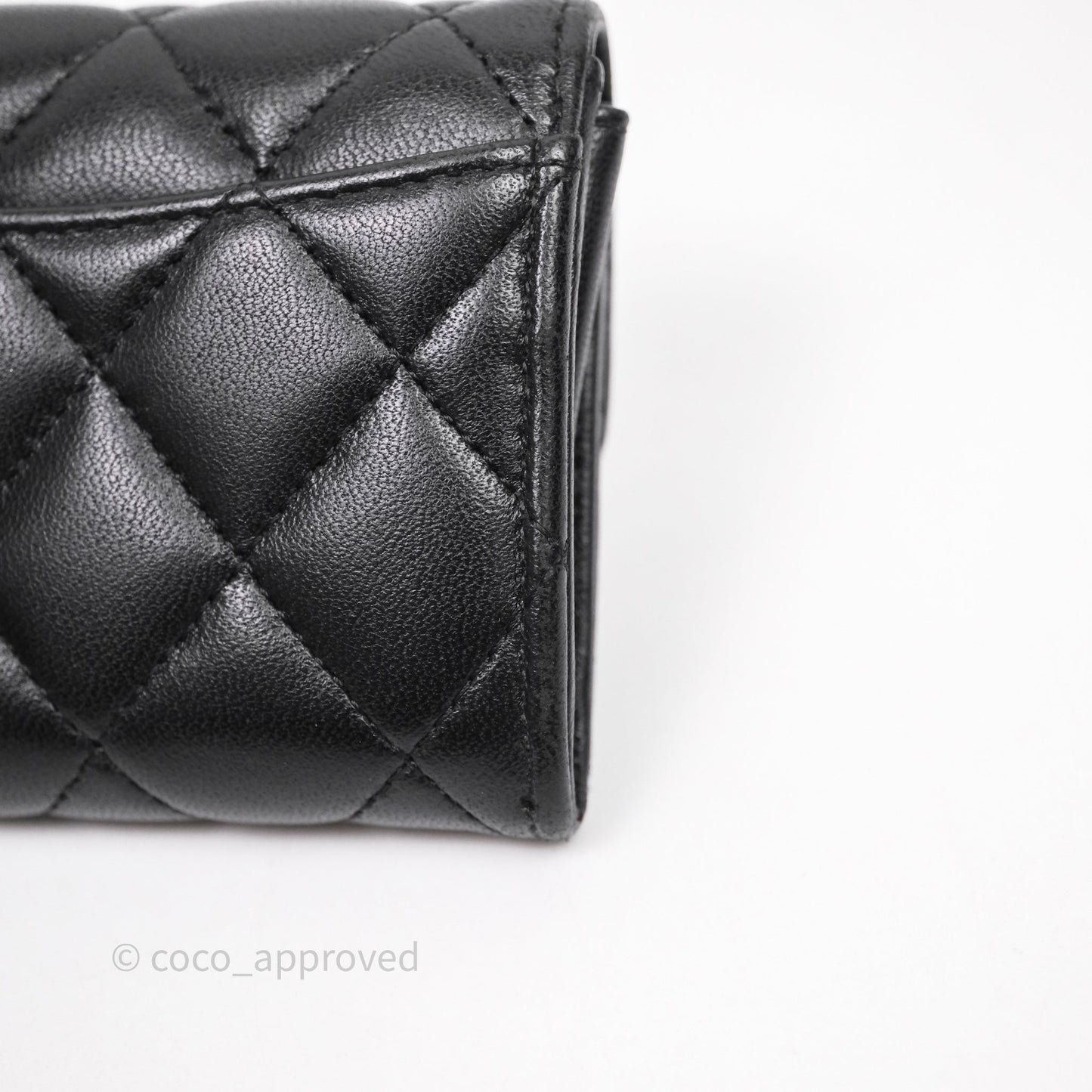 Chanel Quilted Flap Card Holder Black Lambskin Gold Hardware