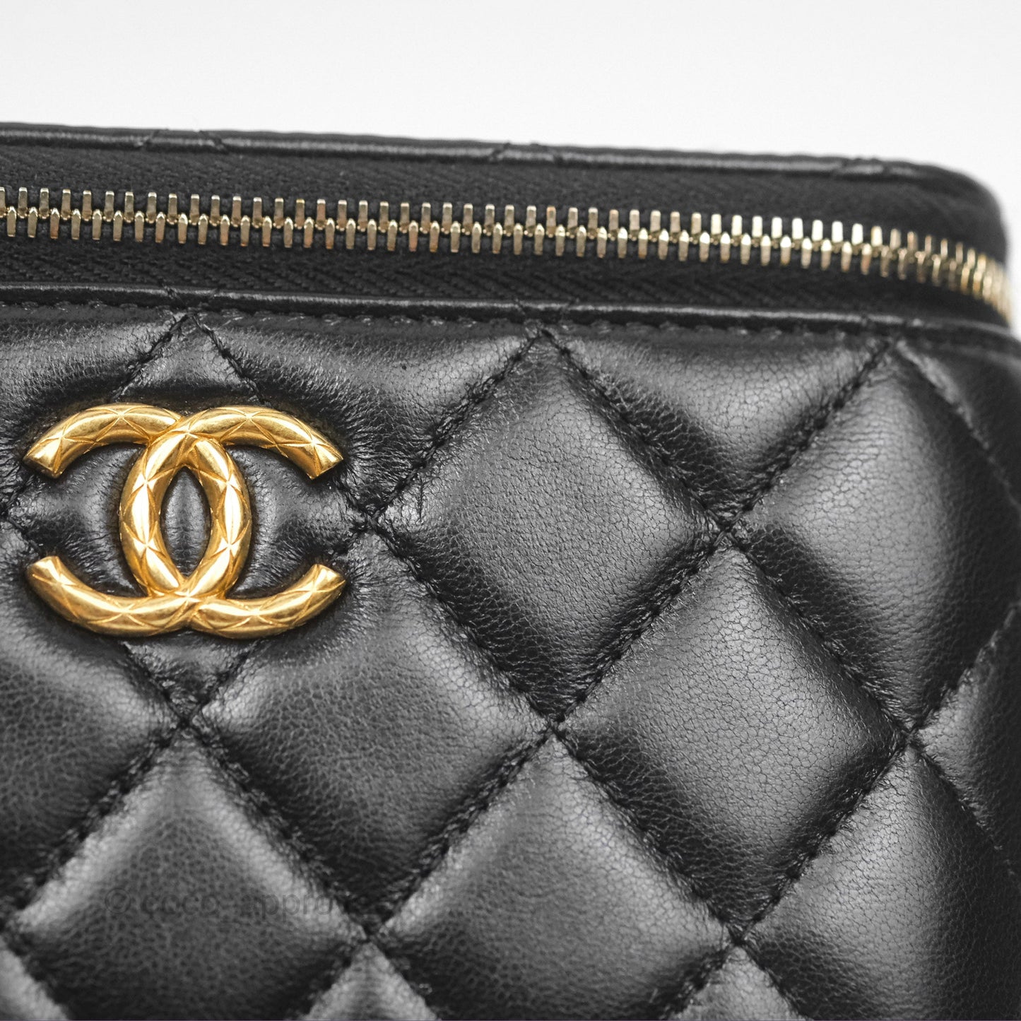 Chanel All Slide Vanity with Adjustable Chain Black Lambskin Aged Gold Hardware