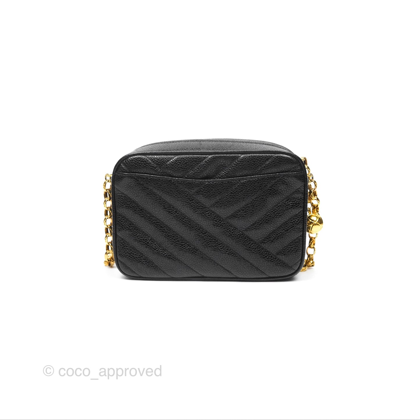 Chanel Vintage Small Camera Bag Black Caviar Gold Hardware