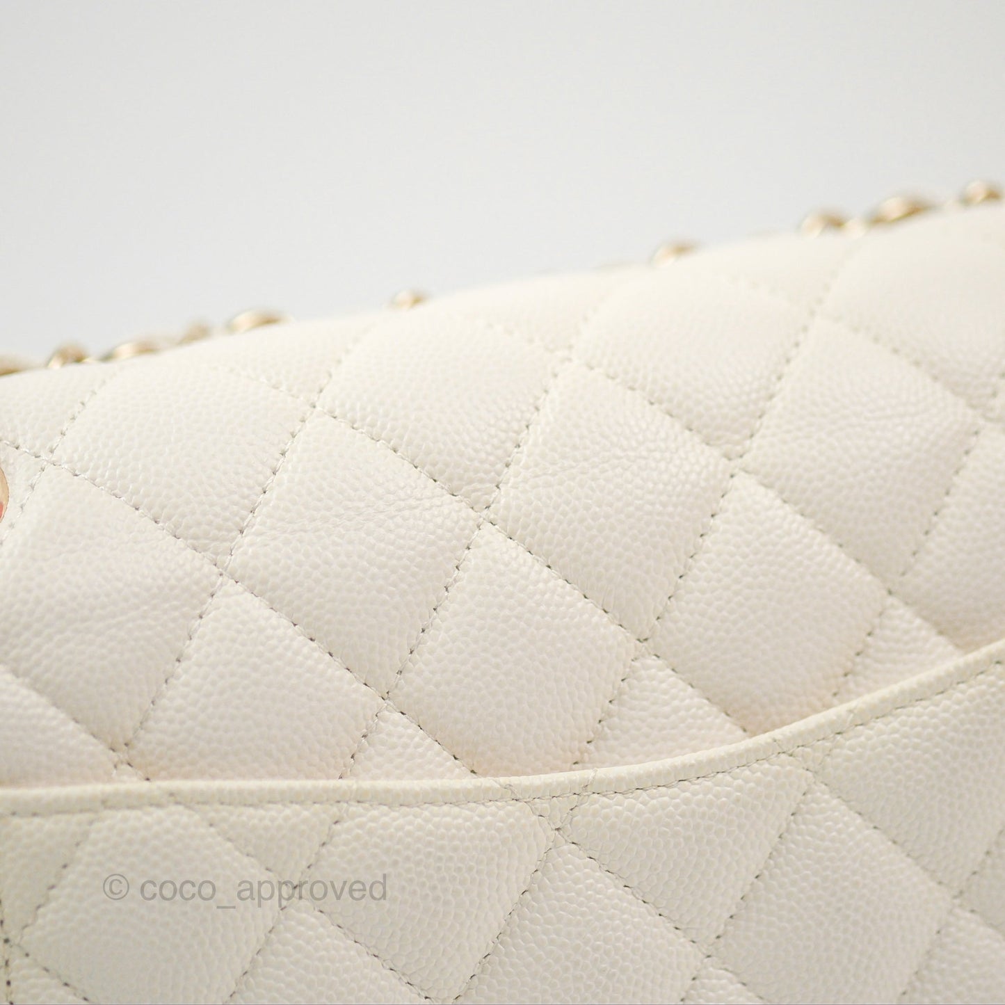 Chanel Small Classic Quilted Flap White Caviar Gold Hardware