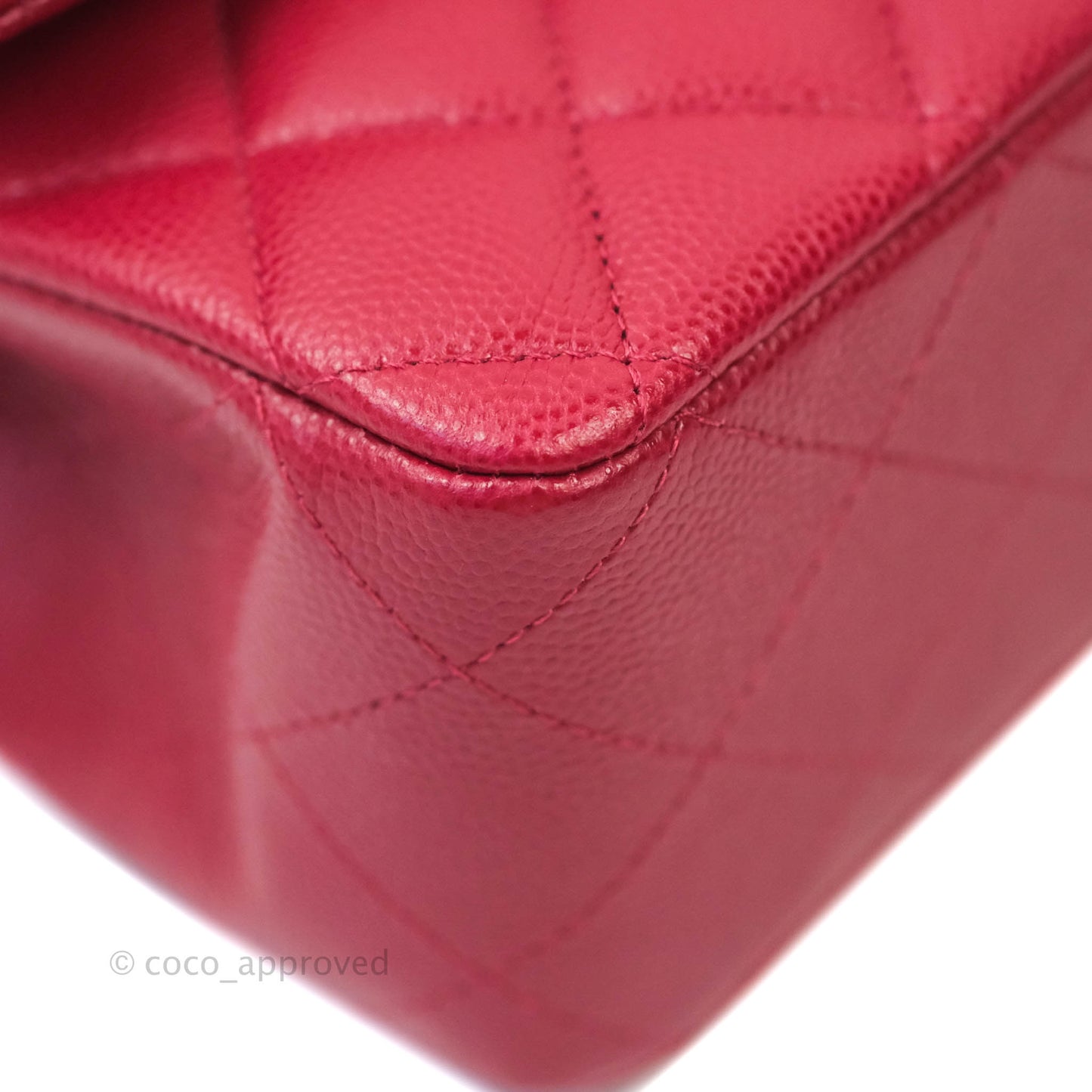 Chanel Classic M/L Medium Double Flap Red Caviar Silver Hardware 18B