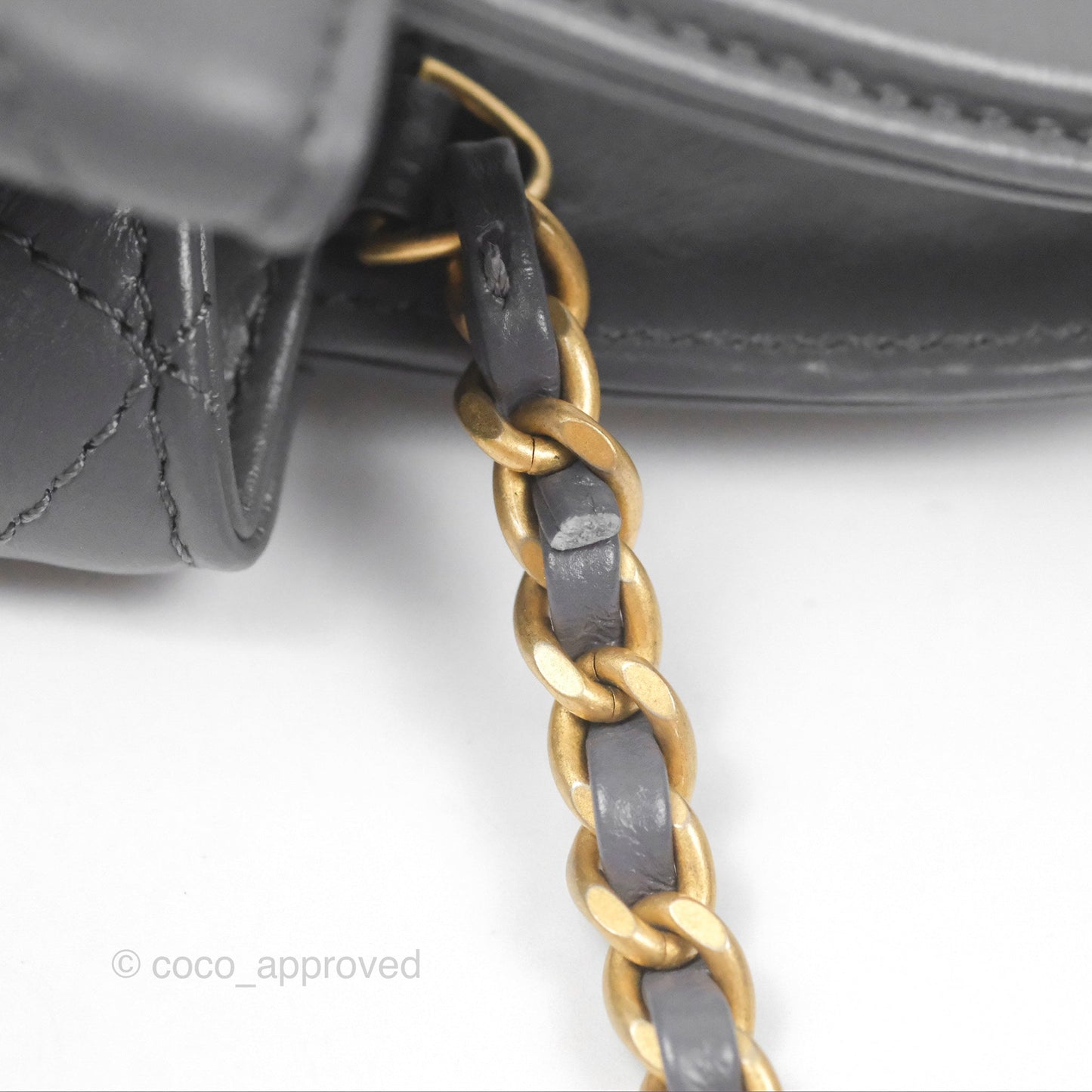 Chanel Kelly Bag Quilted Grey Shiny Calfskin Aged Gold Hardware