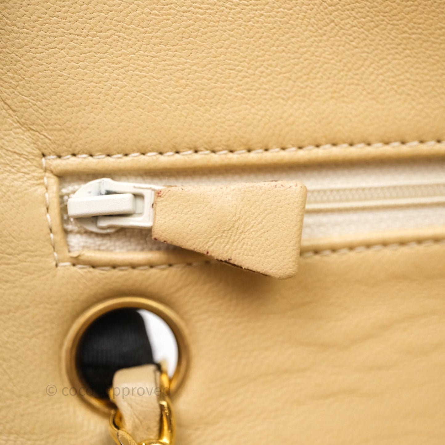 Chanel Vintage Small Classic Flap Beige Lambskin 24K Gold Hardware