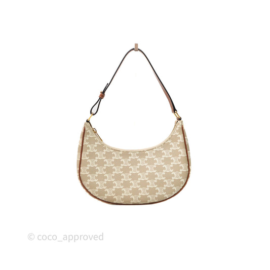 Celine Ava Bag In Triomphe Canvas Calfskin Grege