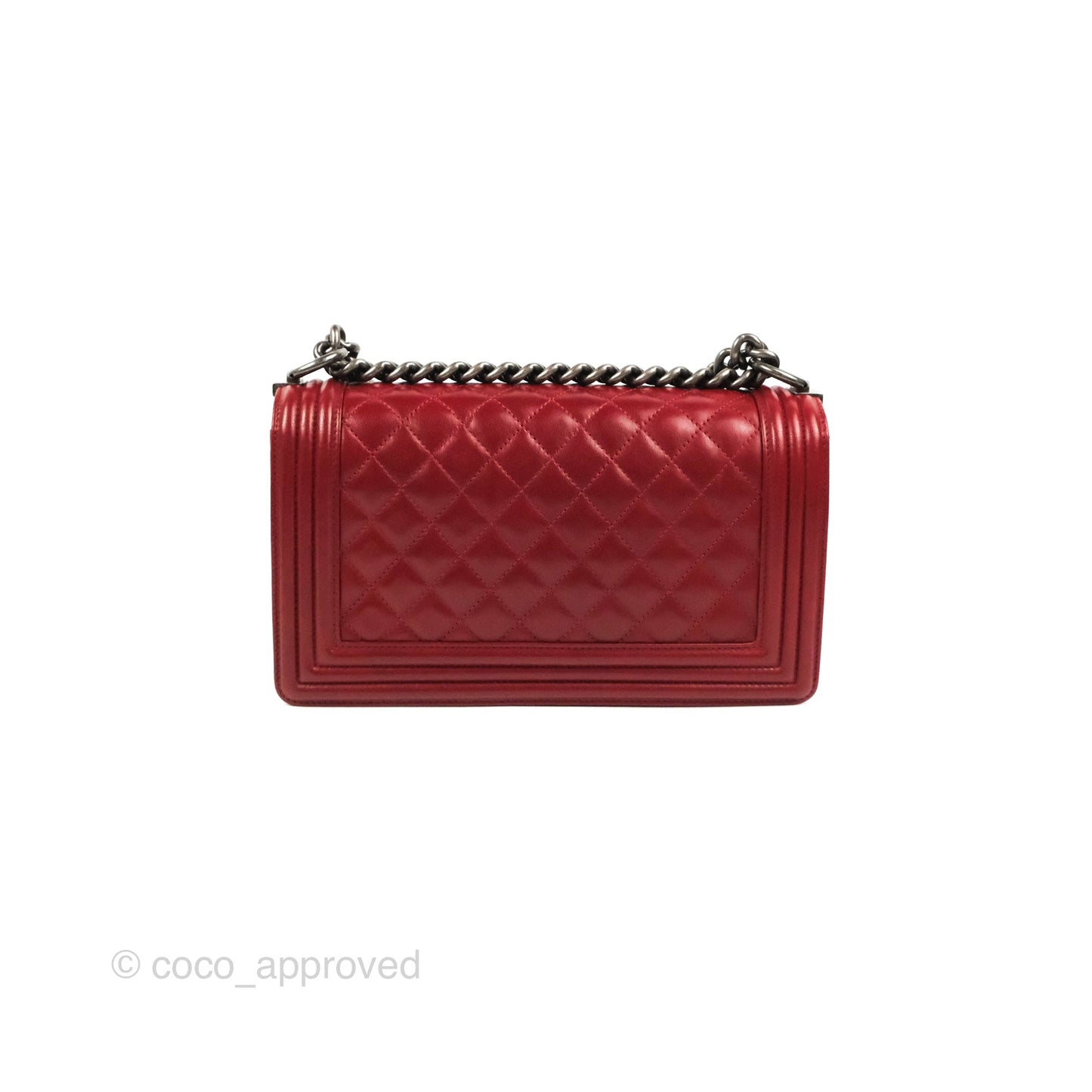 Chanel Quilted Medium Boy Dark Red Calfskin Ruthenium Hardware