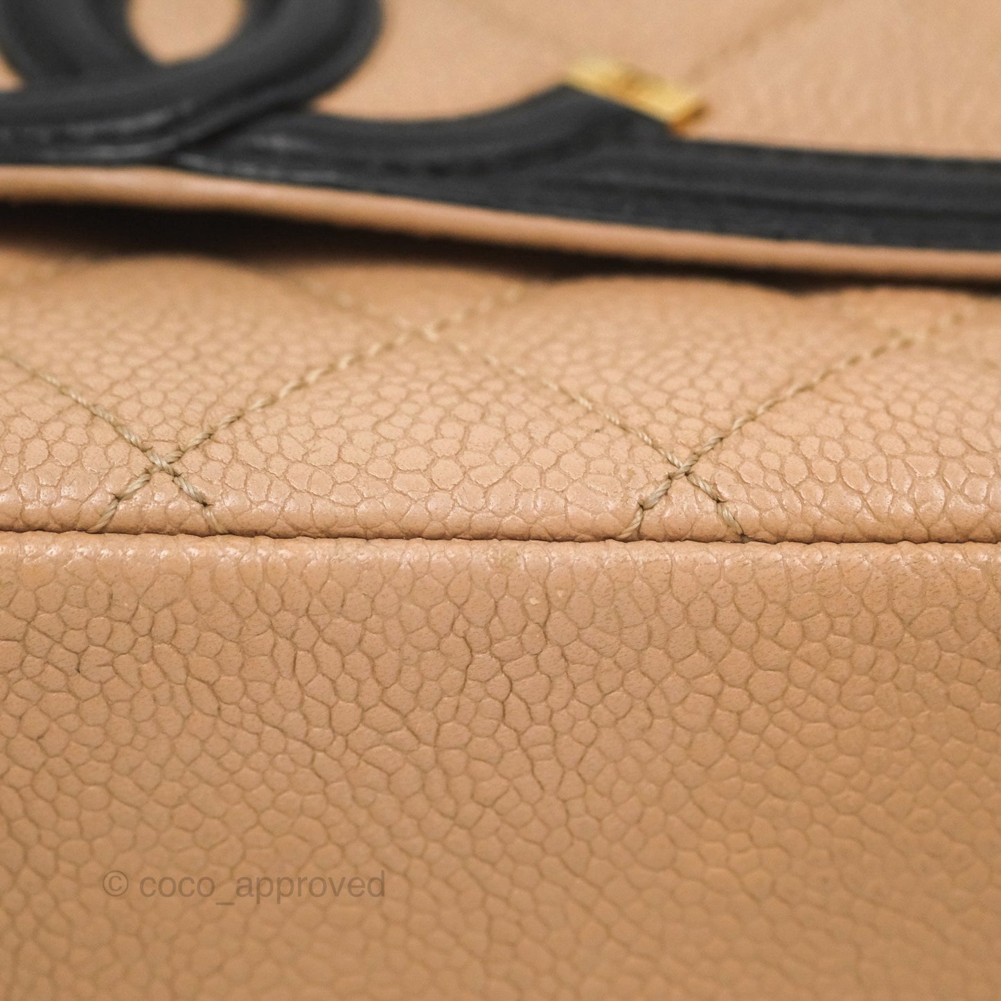 Chanel Small CC Filigree Flap Quilted Beige Black Caviar