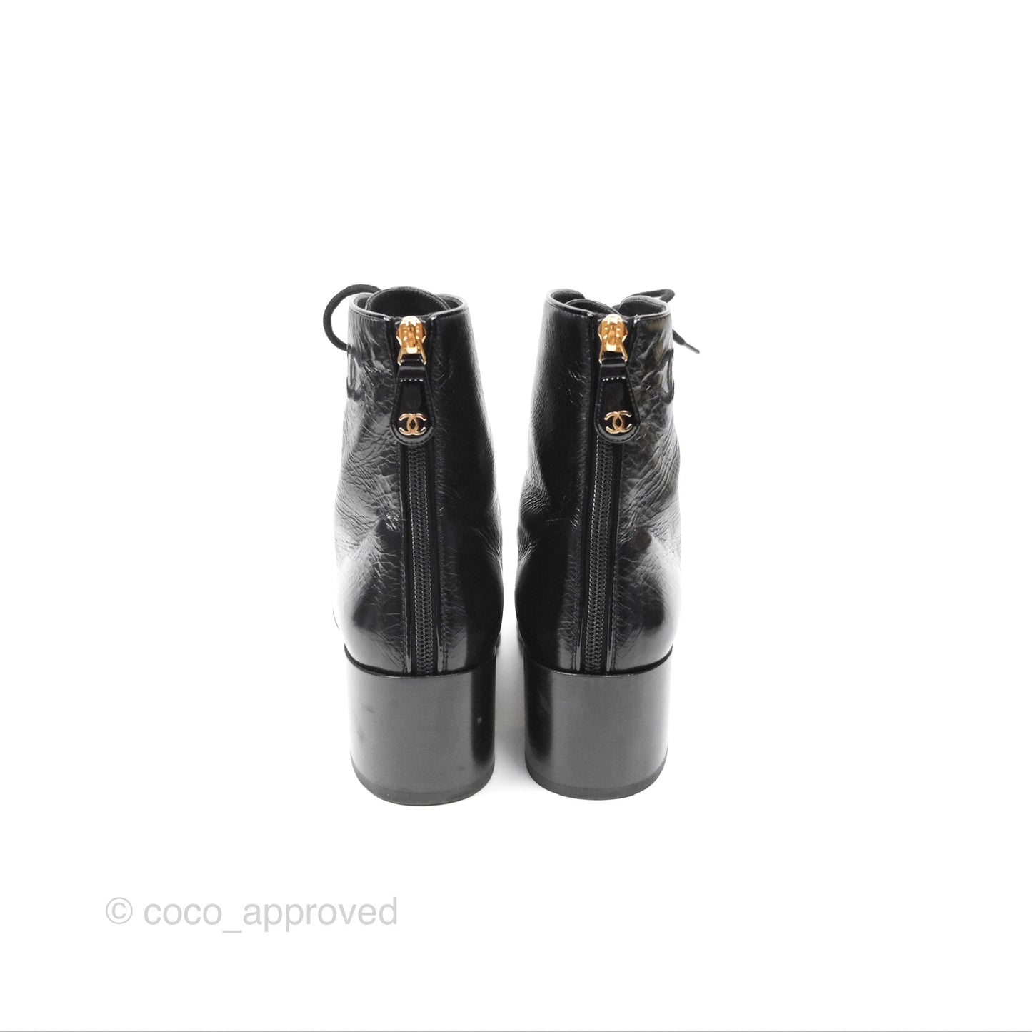 Chanel CC Calfskin Short Boots Black Size 39