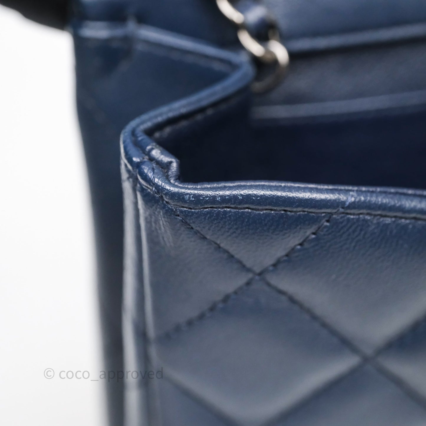 Chanel Quilted Clutch with Chain Lambskin Navy Gun Metal Hardware