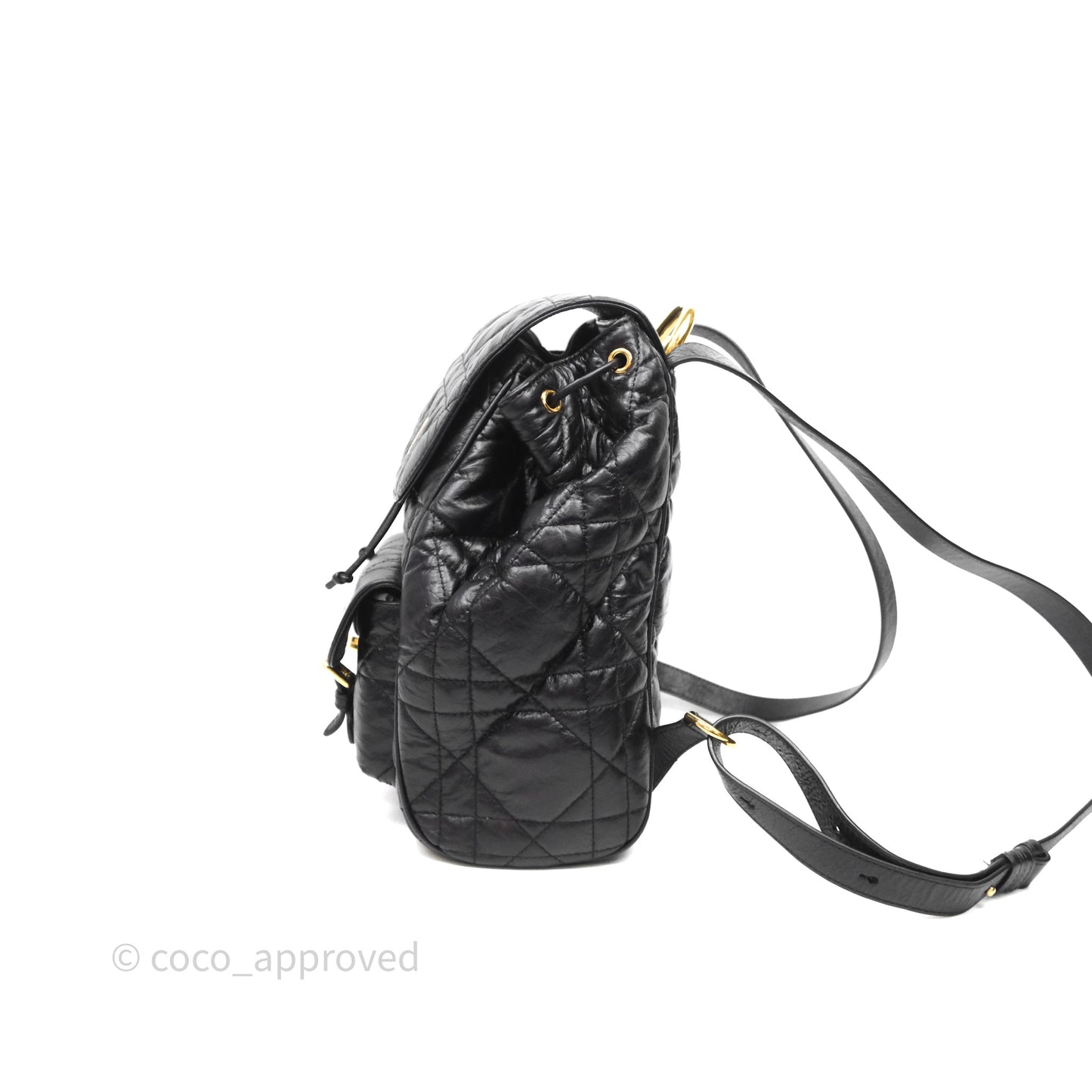 Christian Dior Medium Dior Caro Backpack Black Macrocannage Lambskin